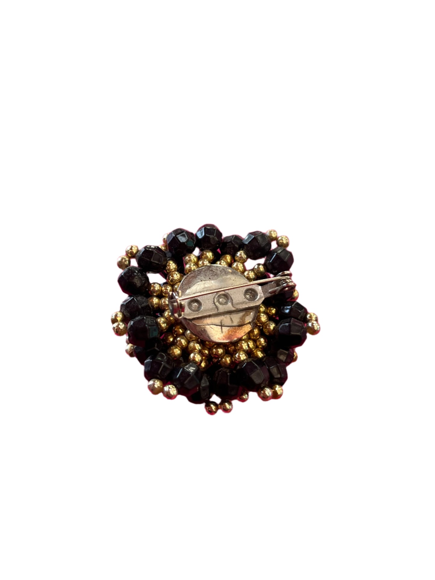 BLACK BEADED BROOCH