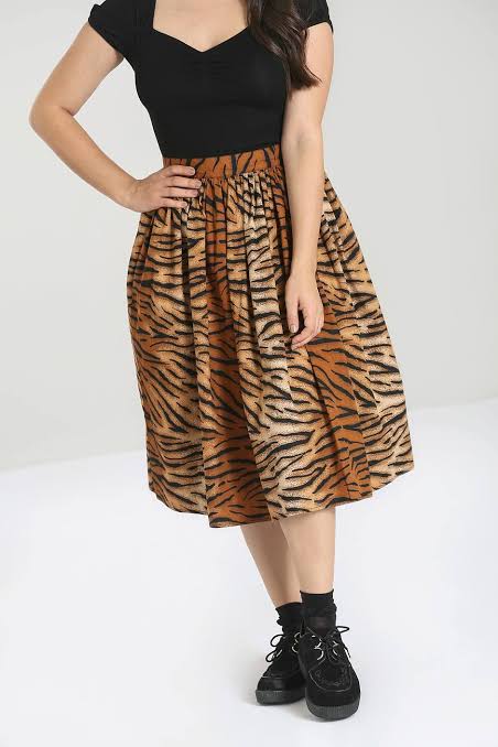 HELLBUNNY TORA TIGER SKIRT | 6-8