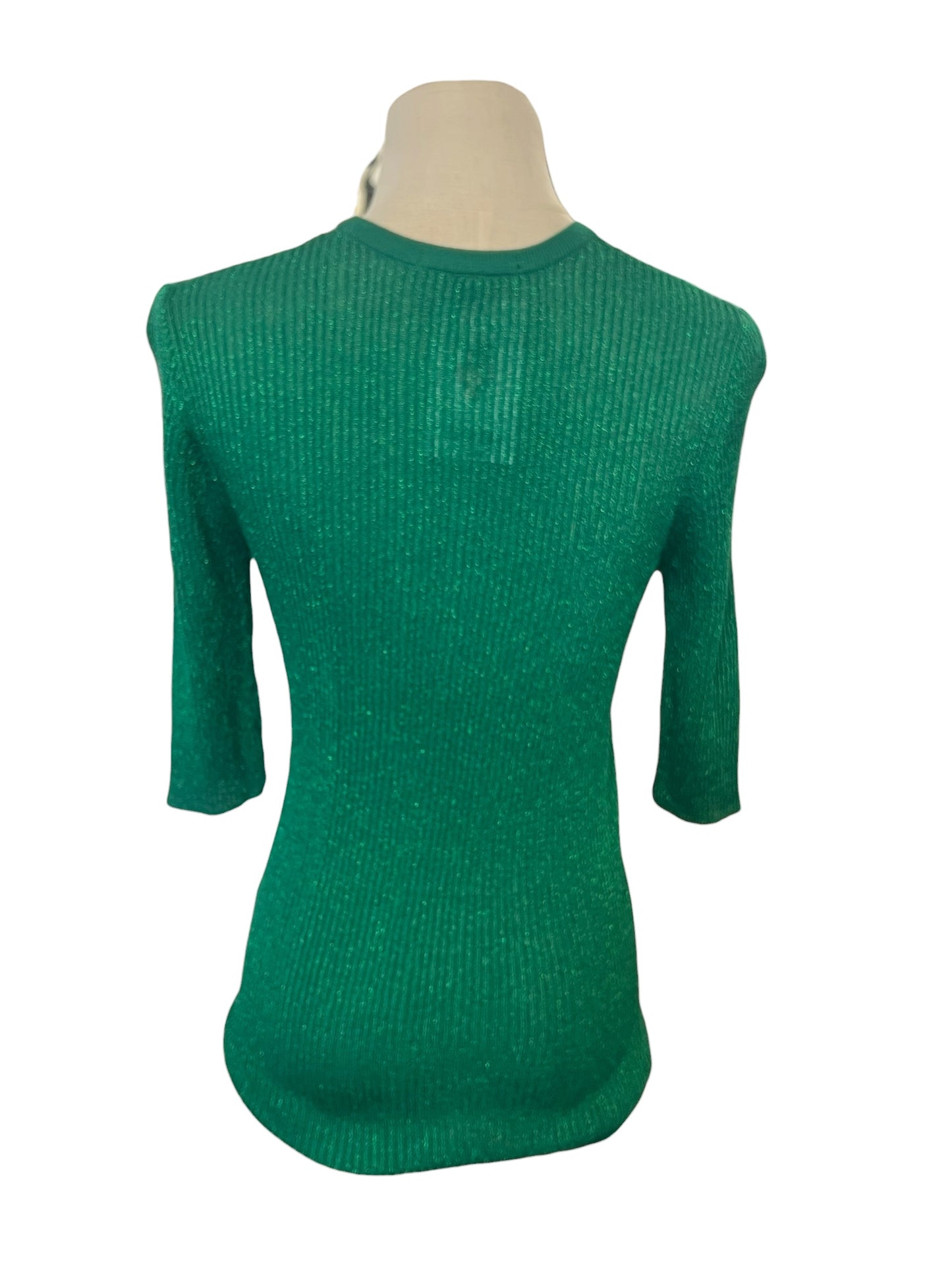 KATE SYLVESTER GREEN GLITTER TOP | S