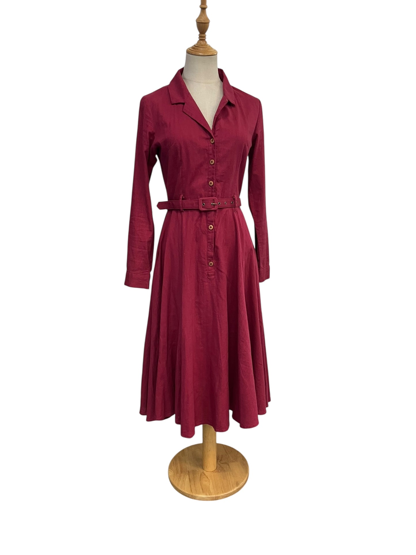 COLLECTIF BURGUNDY SHIRT DRESS | 8