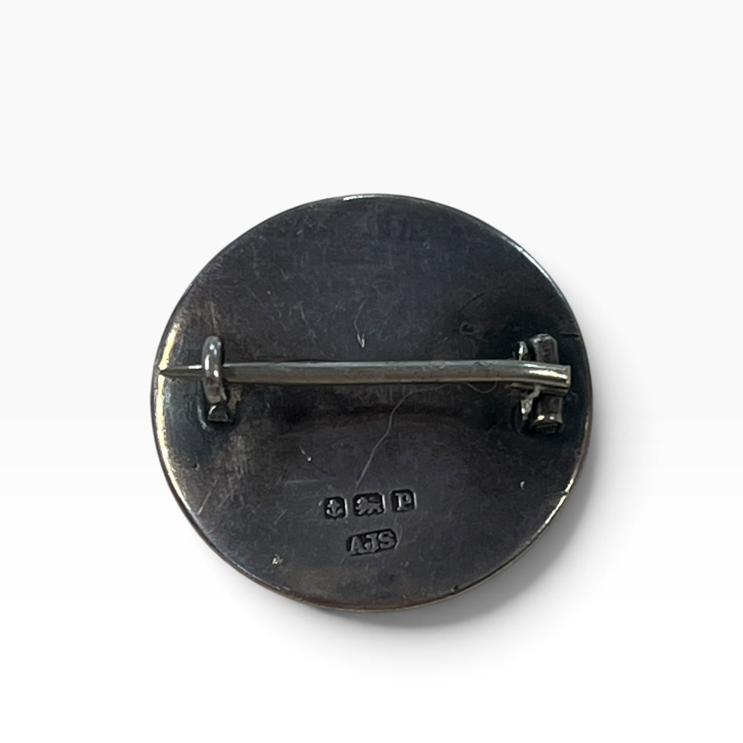 AJS YELLOW ENAMEL BROOCH