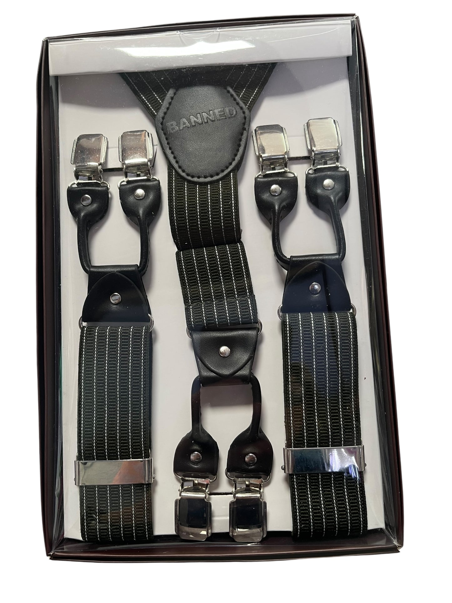OLIVE PINSTRIPE BRACES