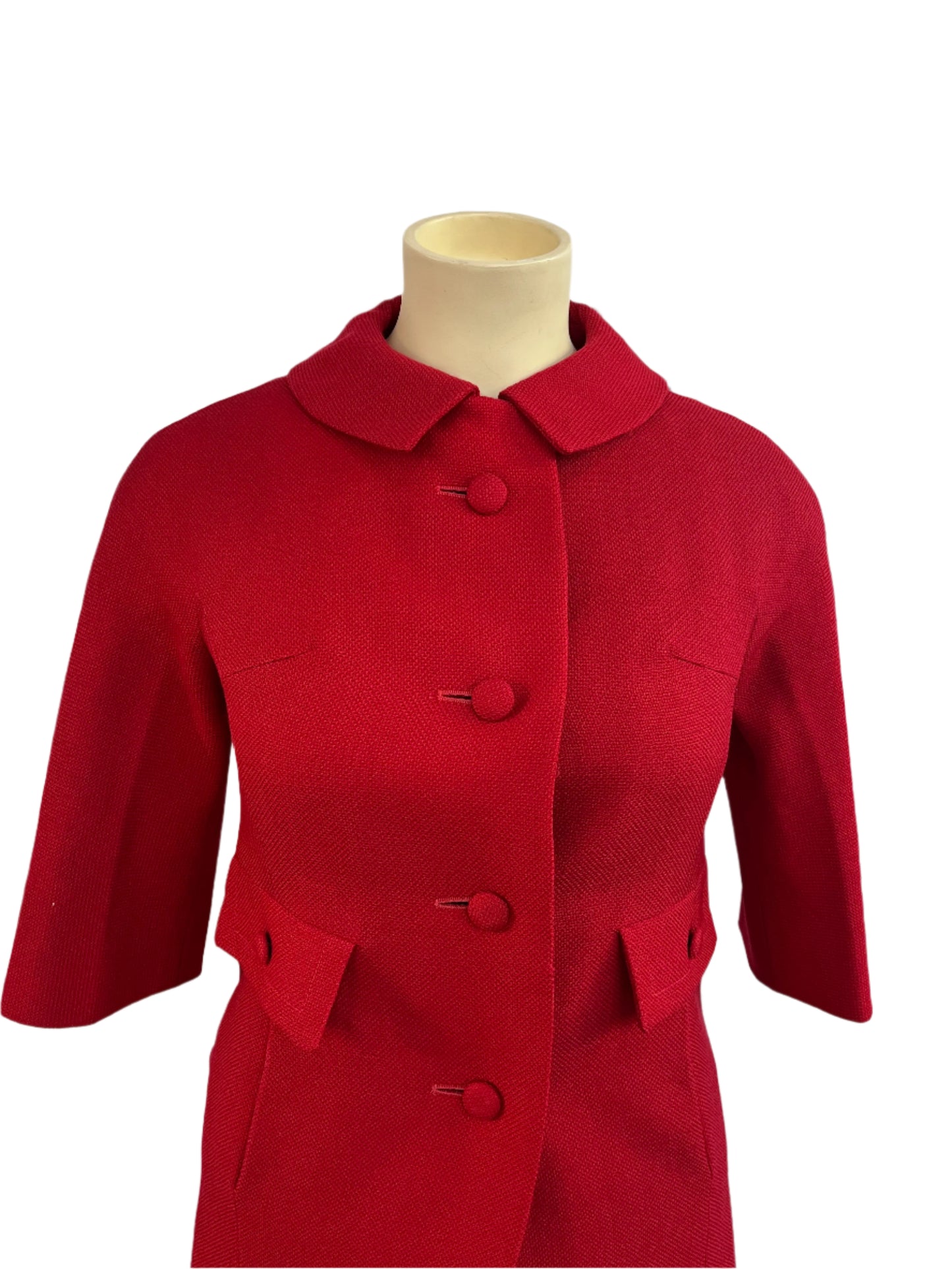 CLARKES (CHCH) RED WOOL 60s COAT SZ 12
