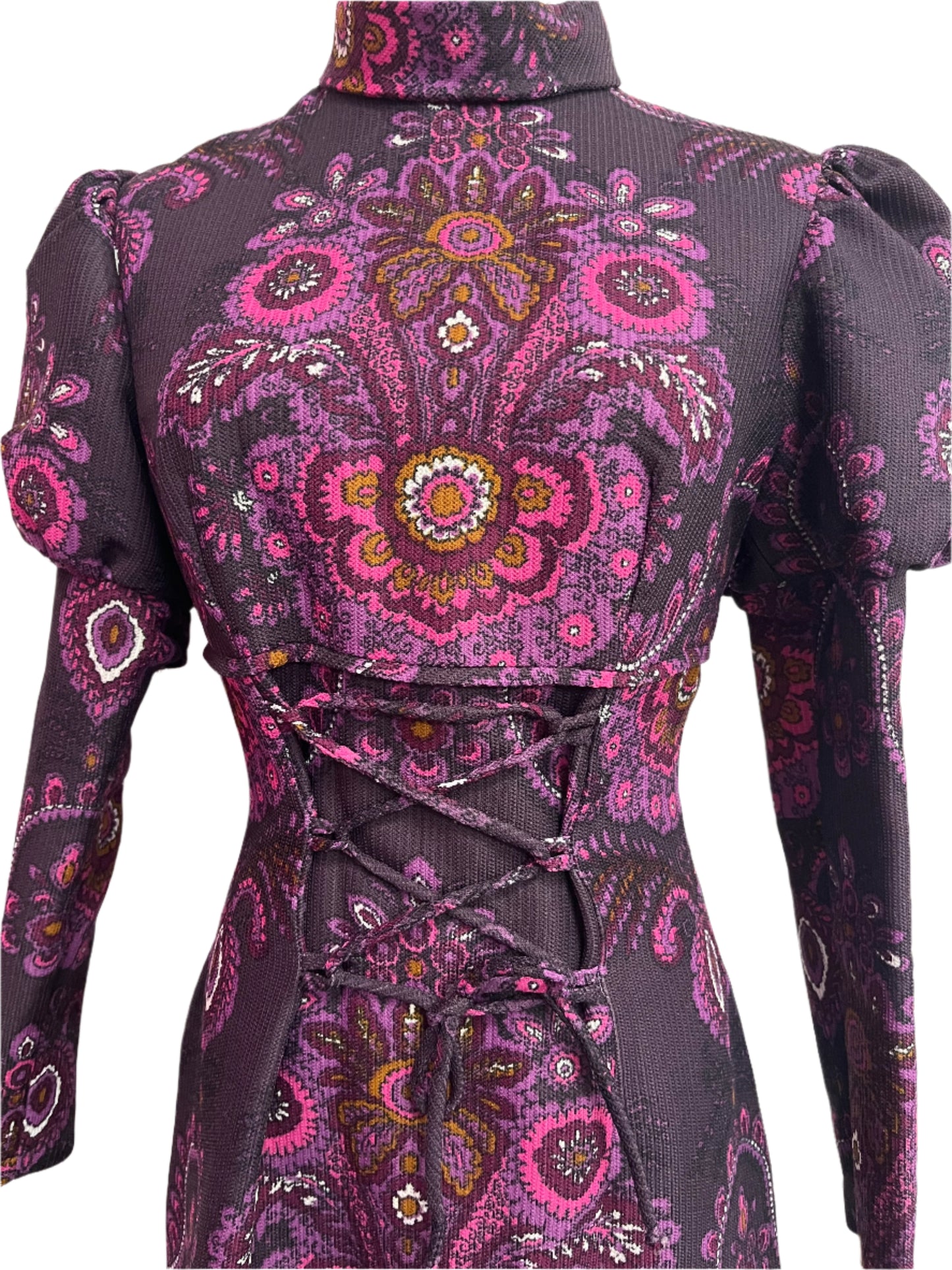 PURPLE PAISLEY 70S DRESS SZ 10