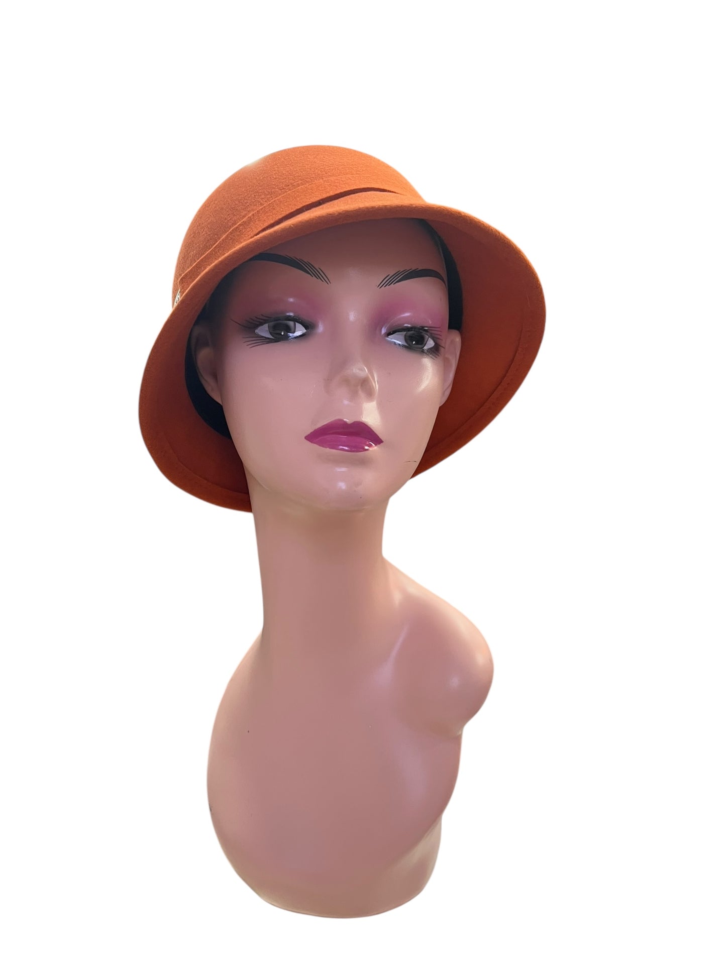 RUST ORANGE CLOCHE HAT