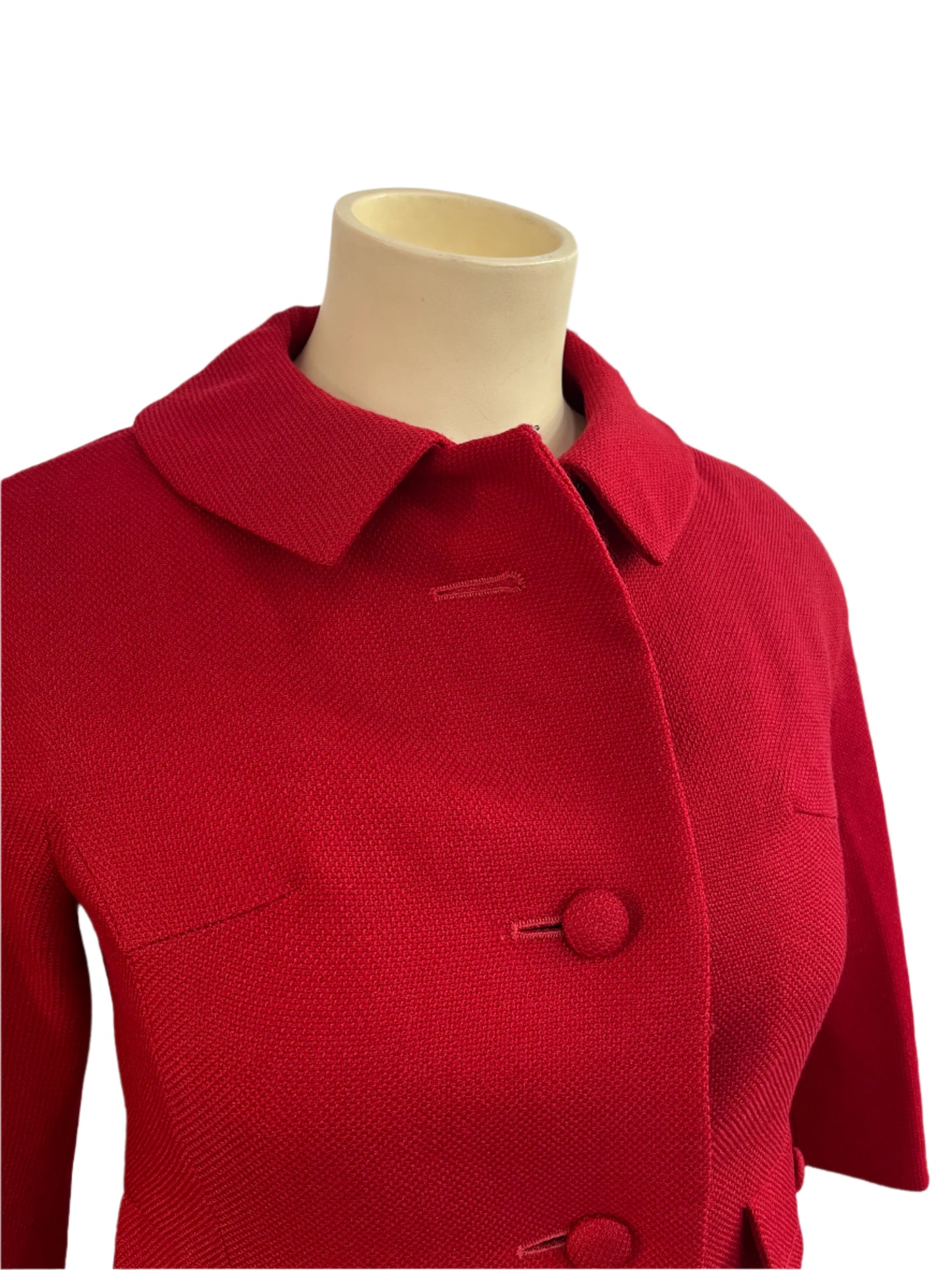 CLARKES (CHCH) RED WOOL 60s COAT SZ 12