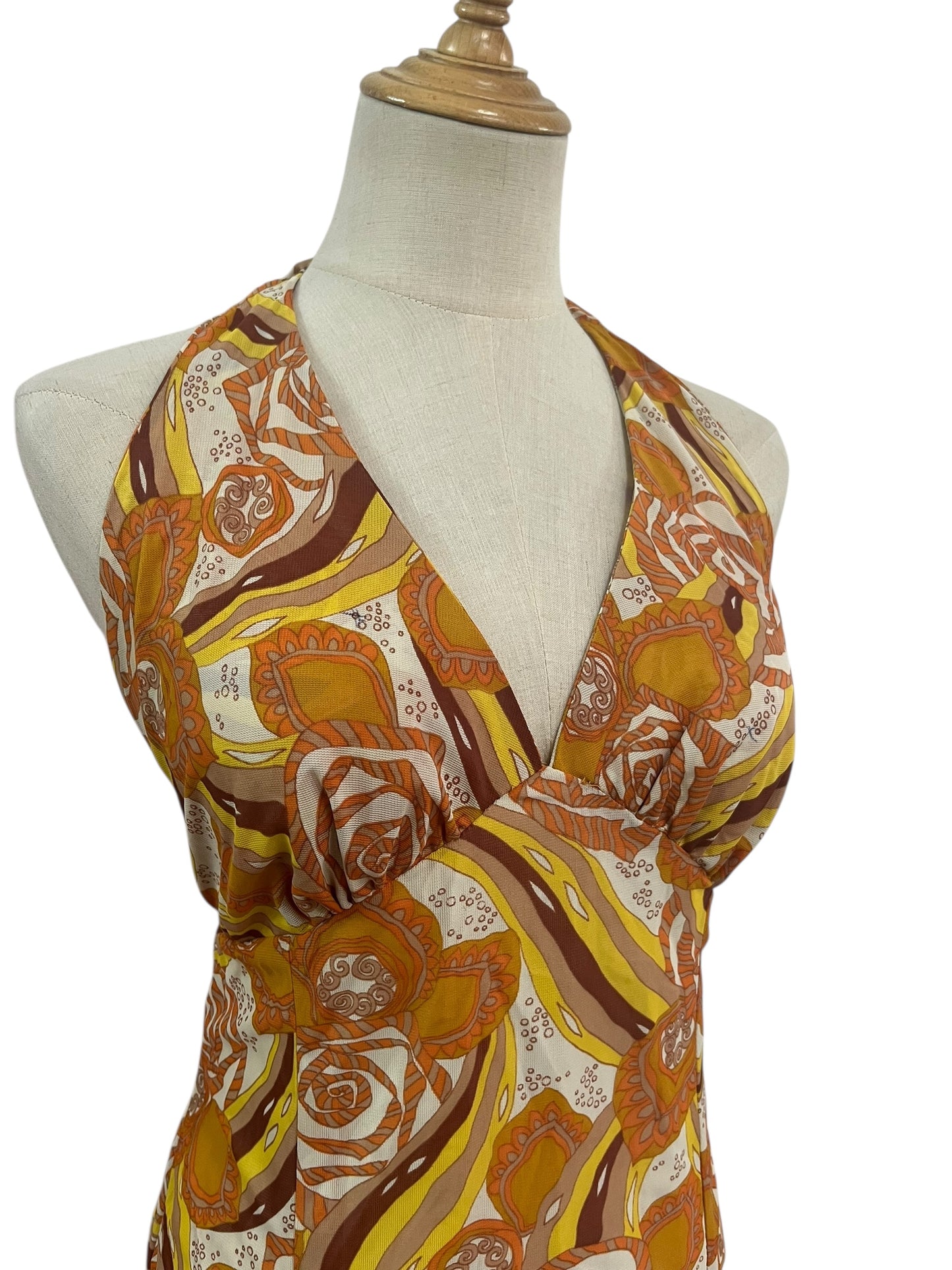 FLOATY HALTERNECK 70S DRESS SZ 4/6