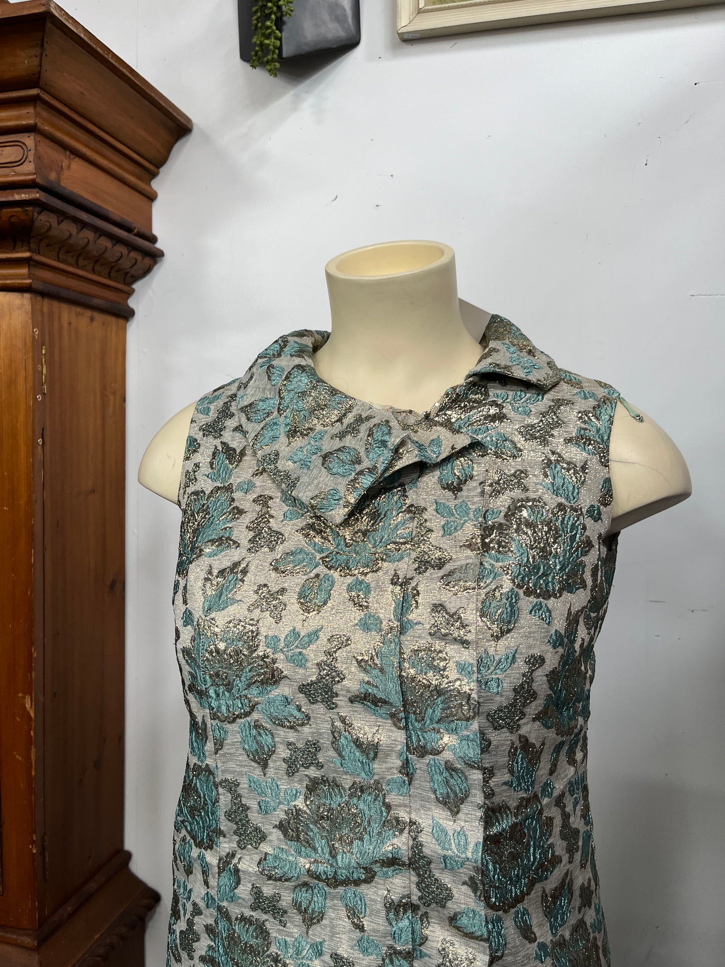 METALLIC BROCADE DRESS sz 14/16