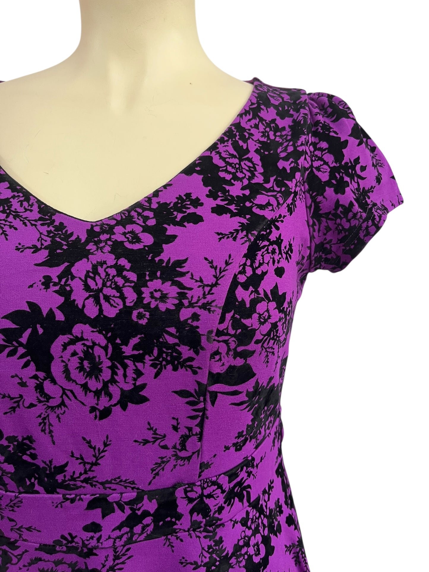CITY CHIC PURPLE FLOCKED DRESS SZ M/16