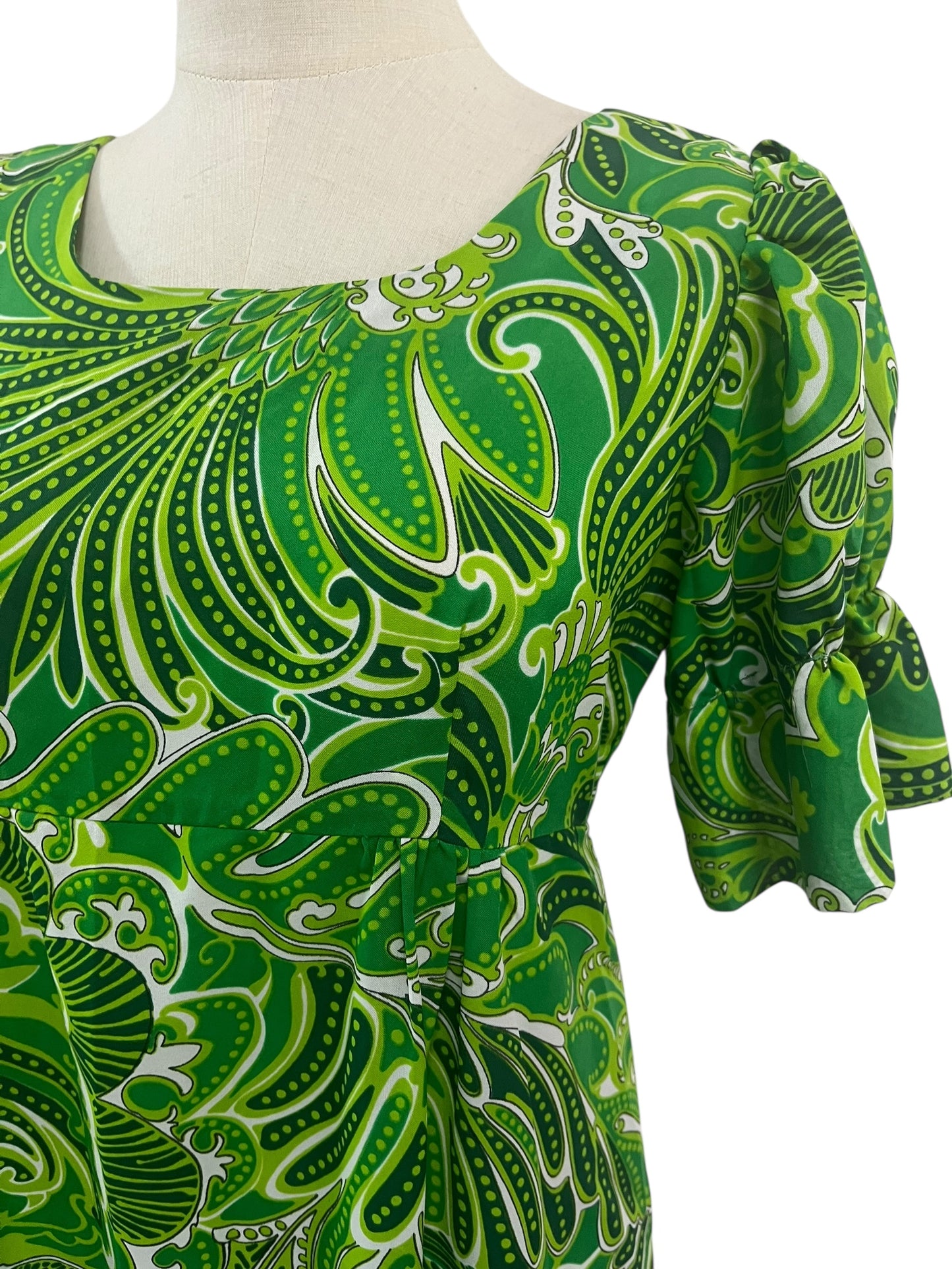 GREEN PAISLEY 70S DRESS SZ 8/10