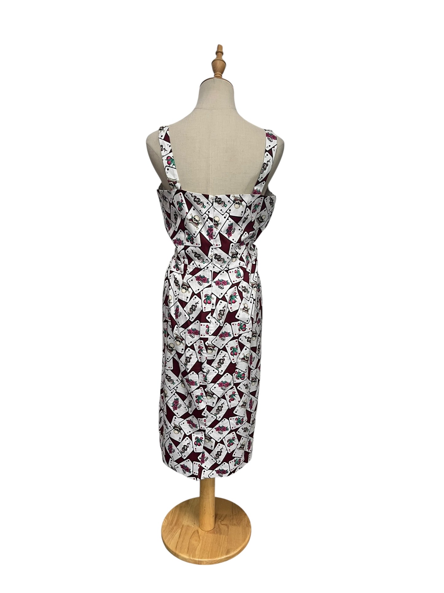 BURGUNDY CARD PRINT DRESS | 12