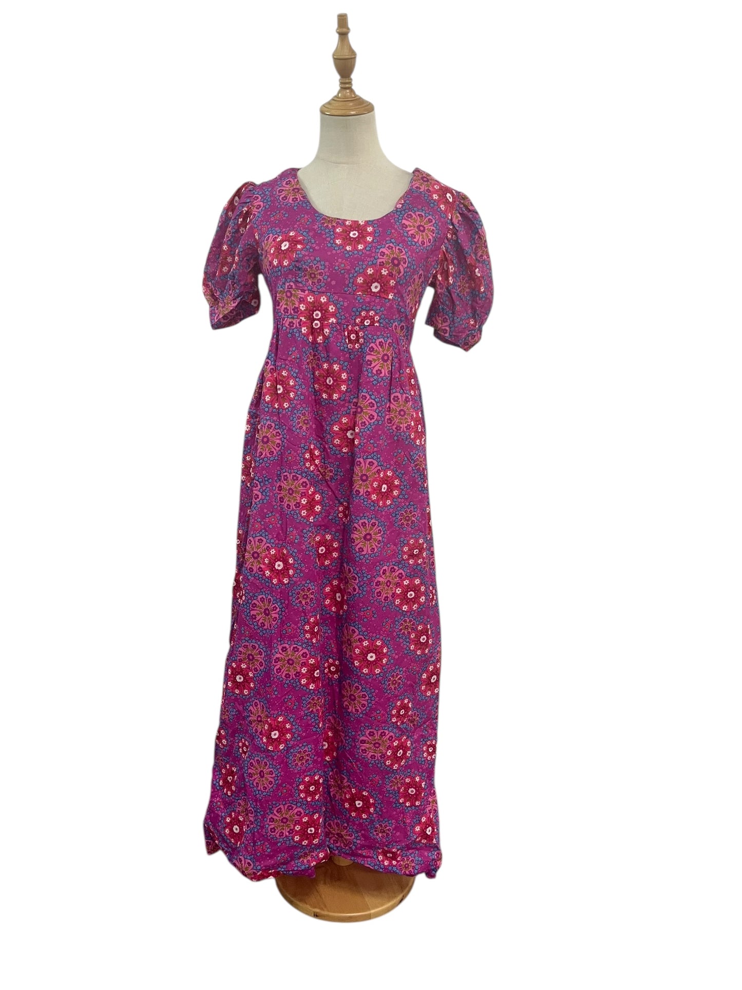 PINK & PURPLE FLOWER POWER 70s DRESS SZ 8/10
