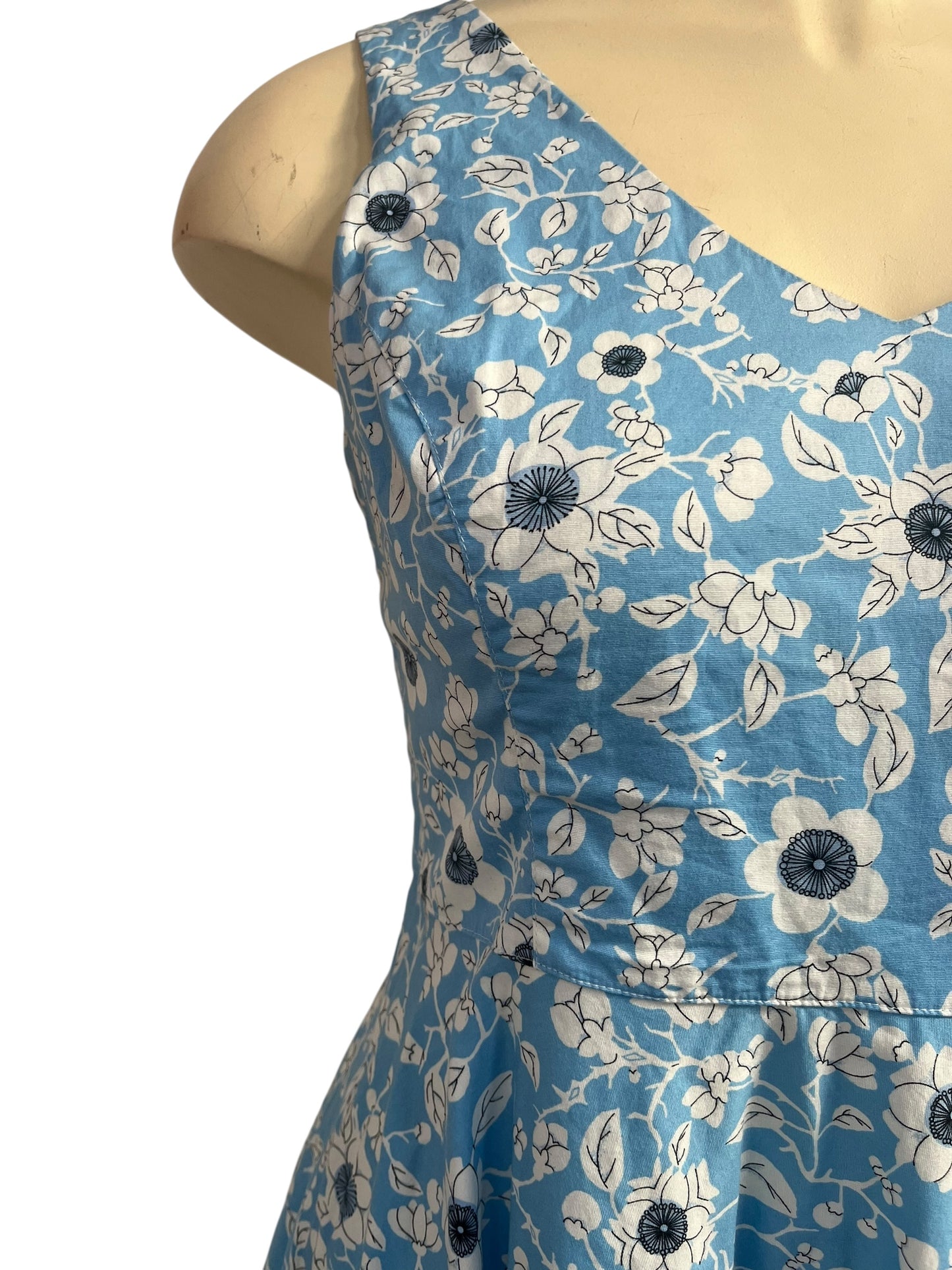 HELLBUNNY BLUE FLORAL DRESS | XL/16