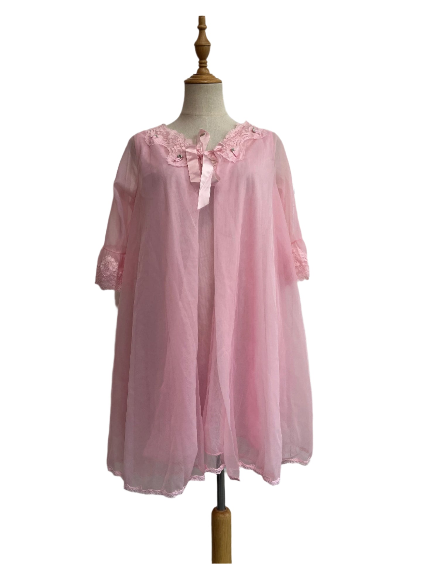 PINK NYLON NIGHTIE SET SZ 14
