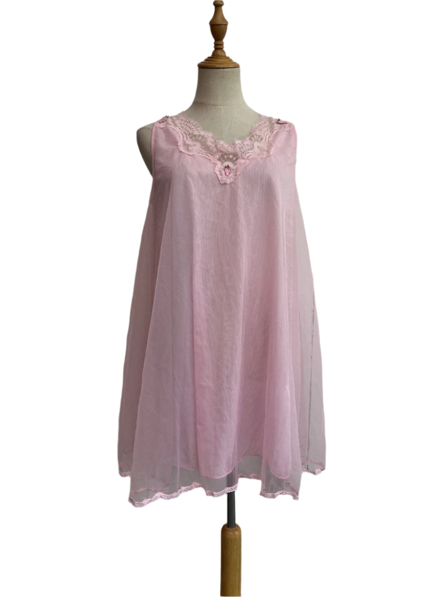 PINK NYLON NIGHTIE SET SZ 14