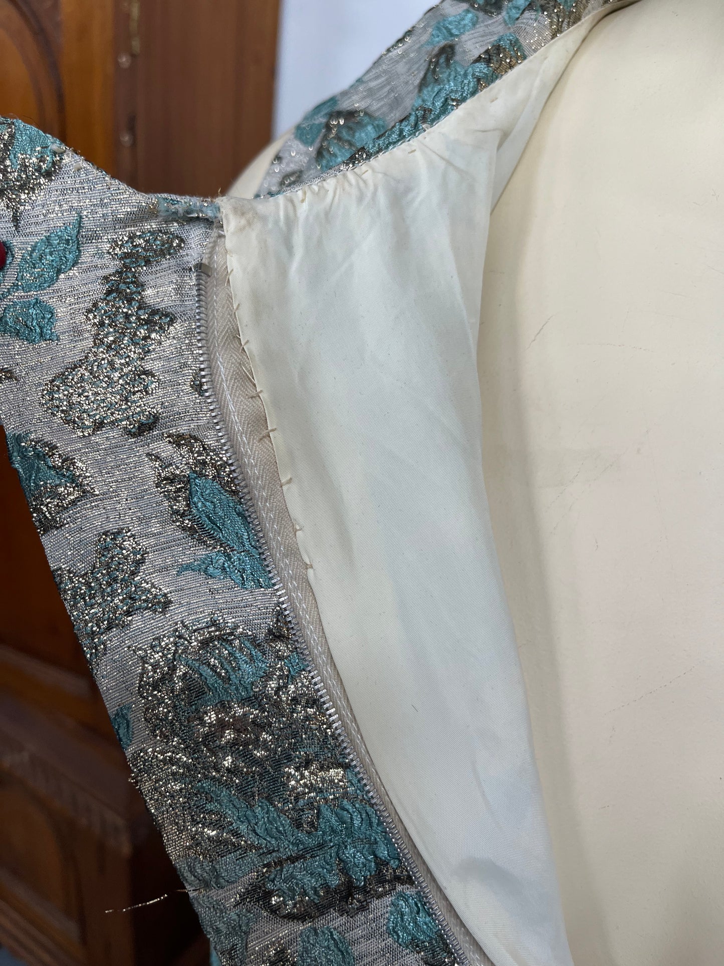 METALLIC BROCADE DRESS sz 14/16