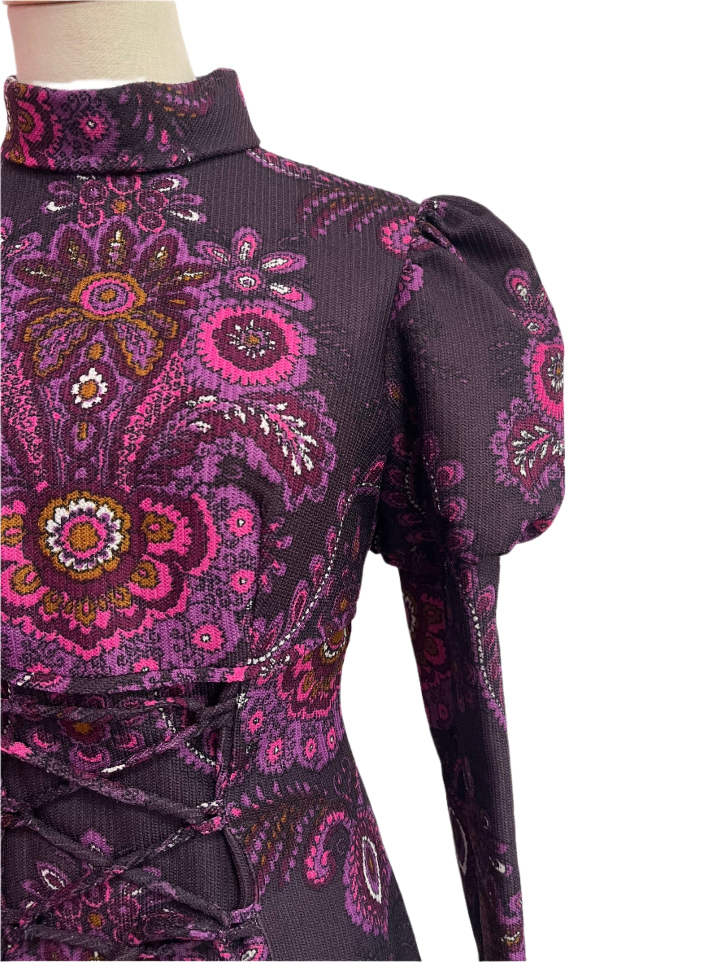PURPLE PAISLEY 70S DRESS SZ 10