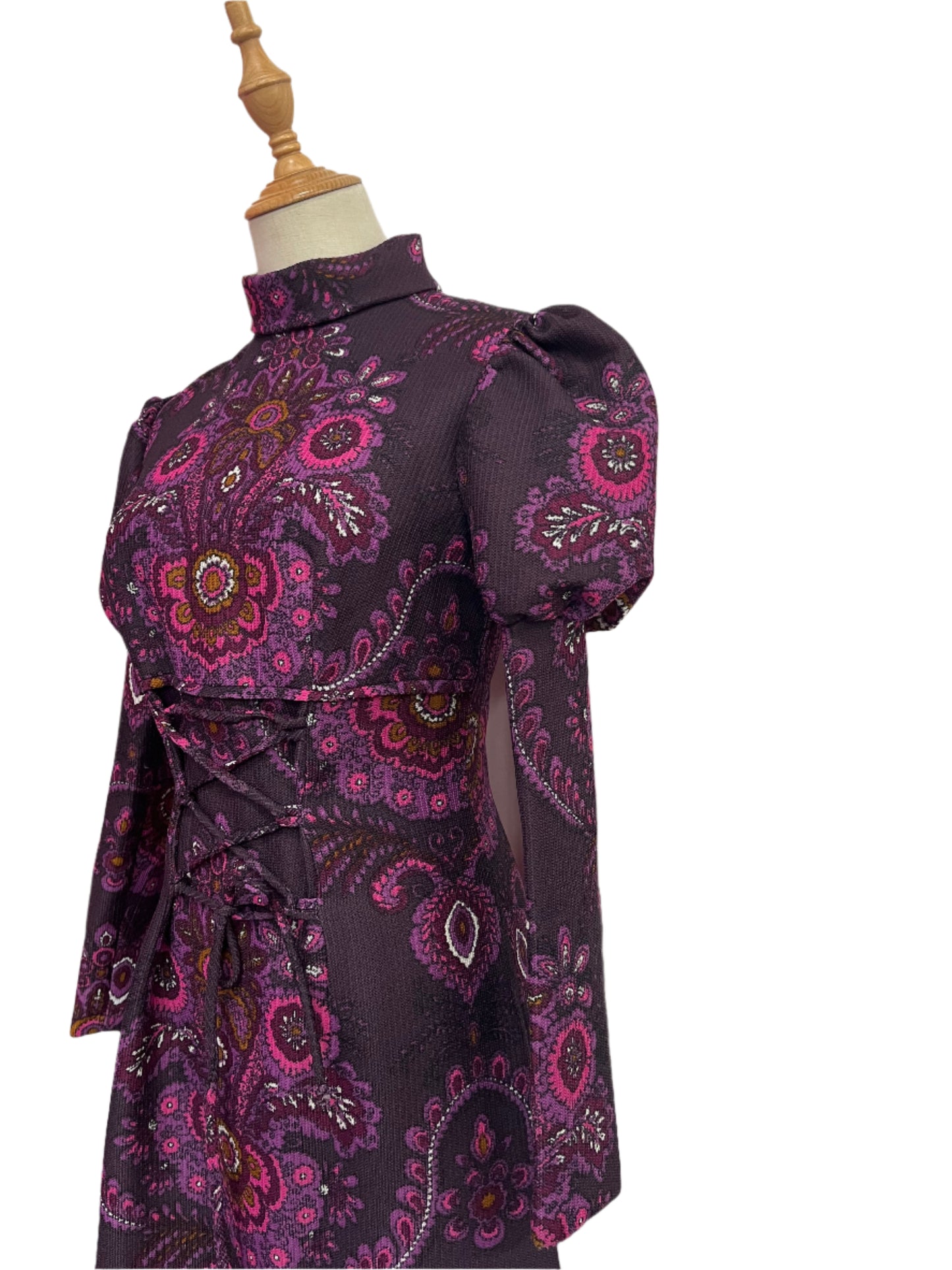 PURPLE PAISLEY 70S DRESS SZ 10