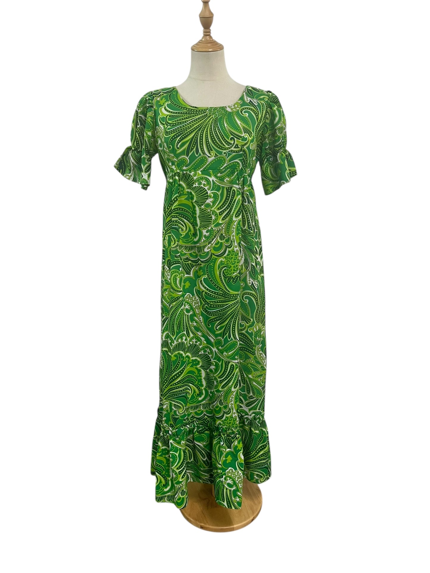 GREEN PAISLEY 70S DRESS SZ 8/10