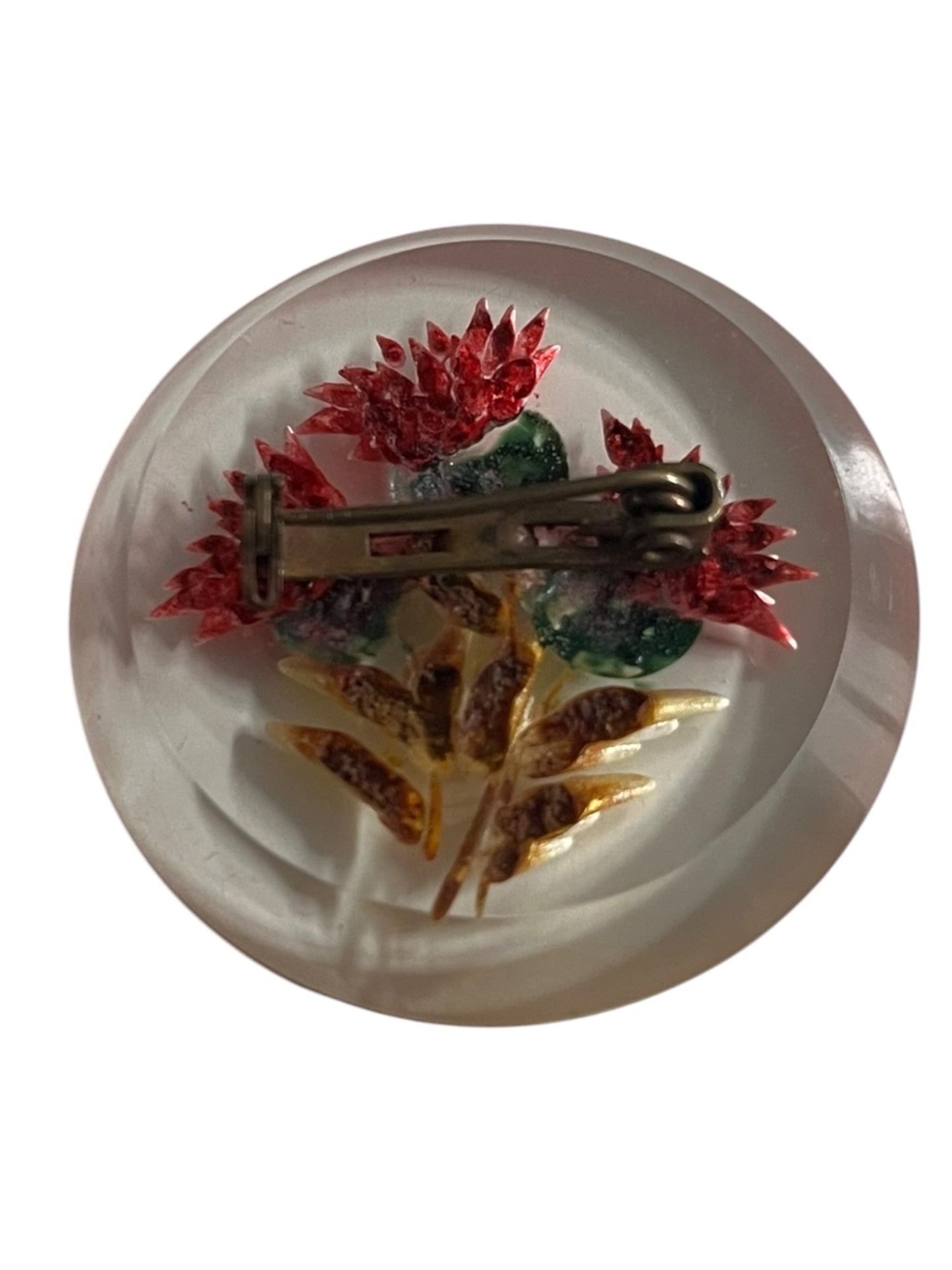 ROUND THISTLE LUCITE BROOCH