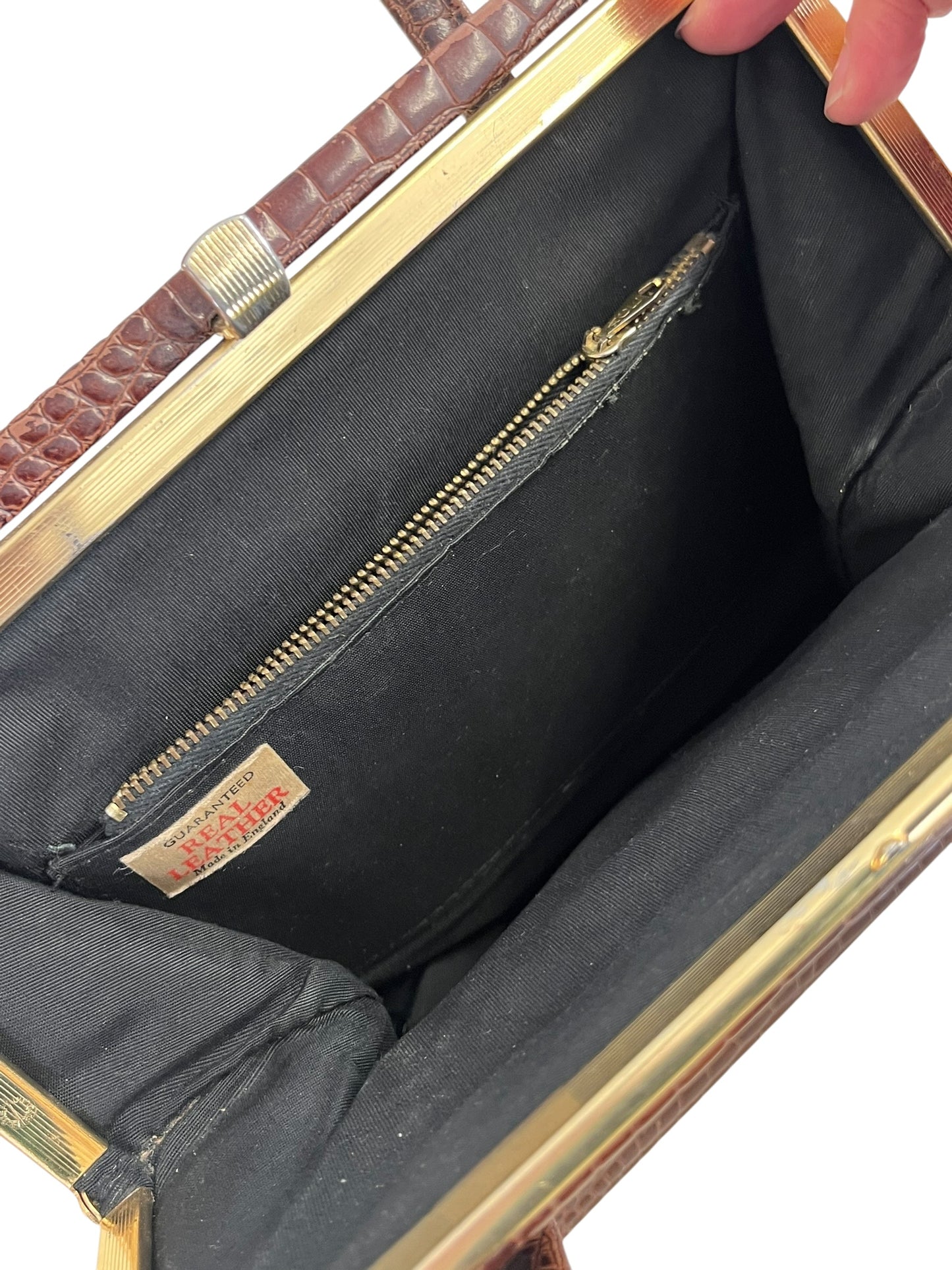 LEATHER MOCK CROC BAG