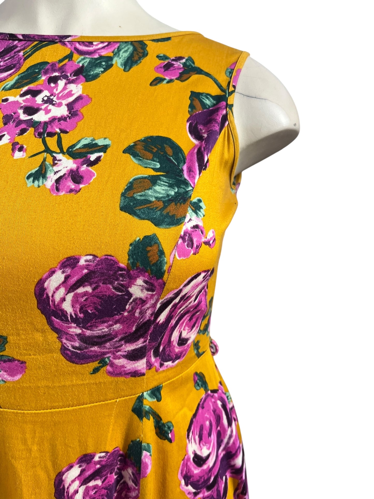 LADY VINTAGE MUSTARD ROSE DRESS | XL