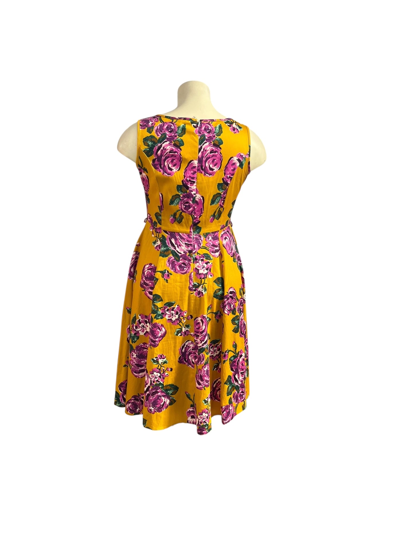 LADY VINTAGE MUSTARD ROSE DRESS | XL