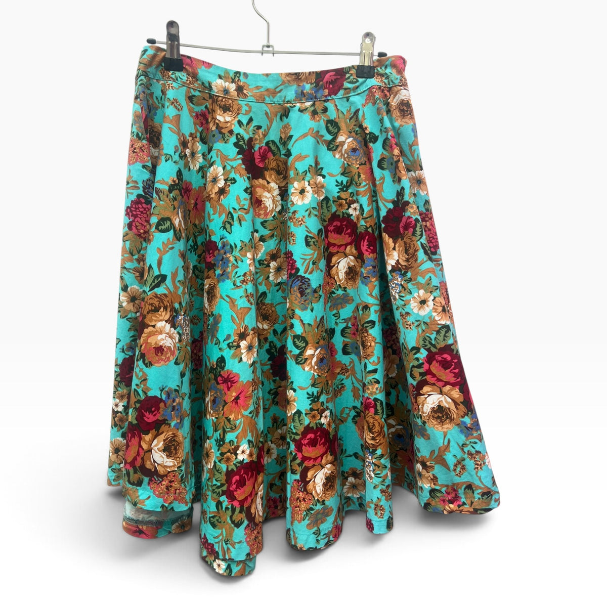 LINDY BOP TEAL FLORAL SKIRT | 10