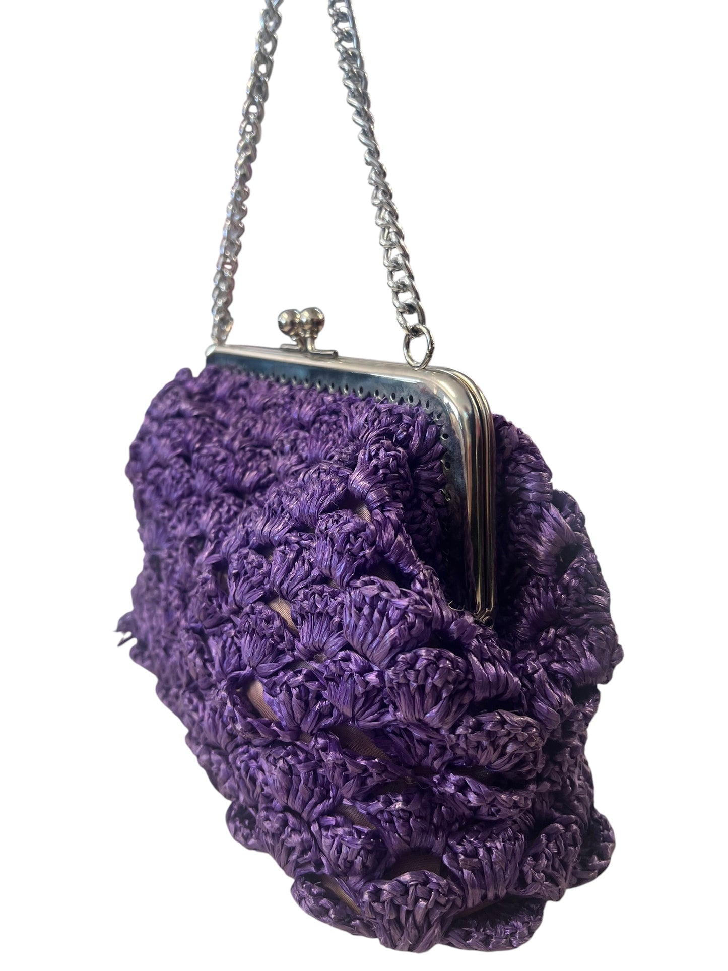 PURPLE RAFFIA HANDBAG