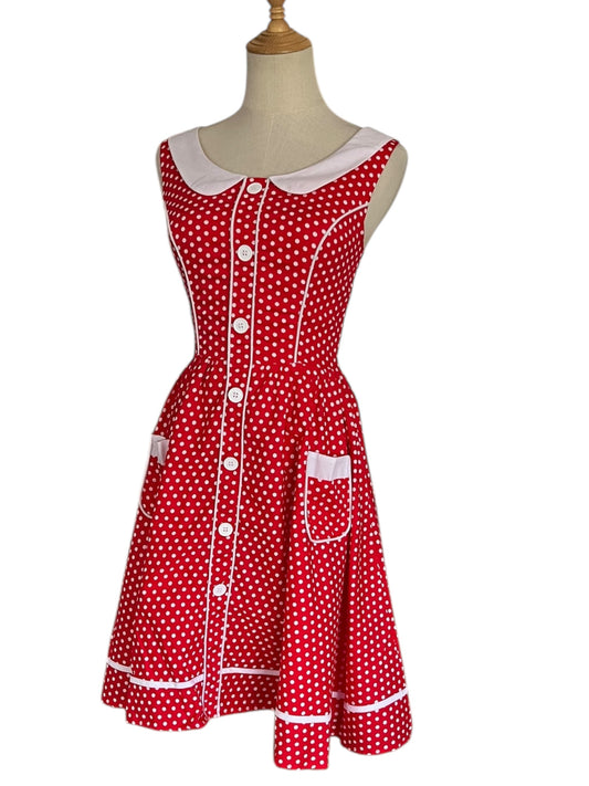 NINETEEN50 RED POLKADOT DRESS | 6