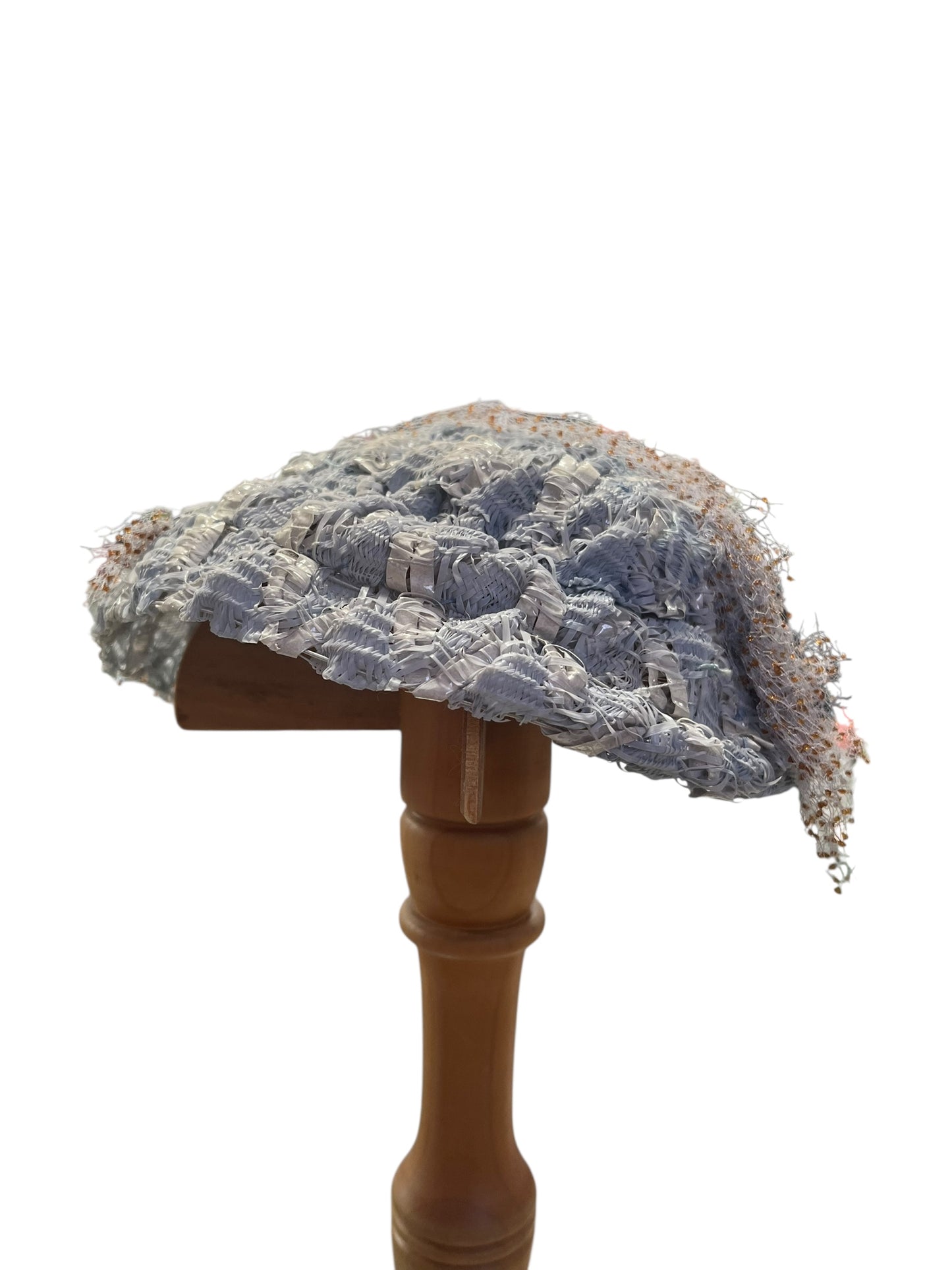 BLUE RAFFIA HEADPIECE