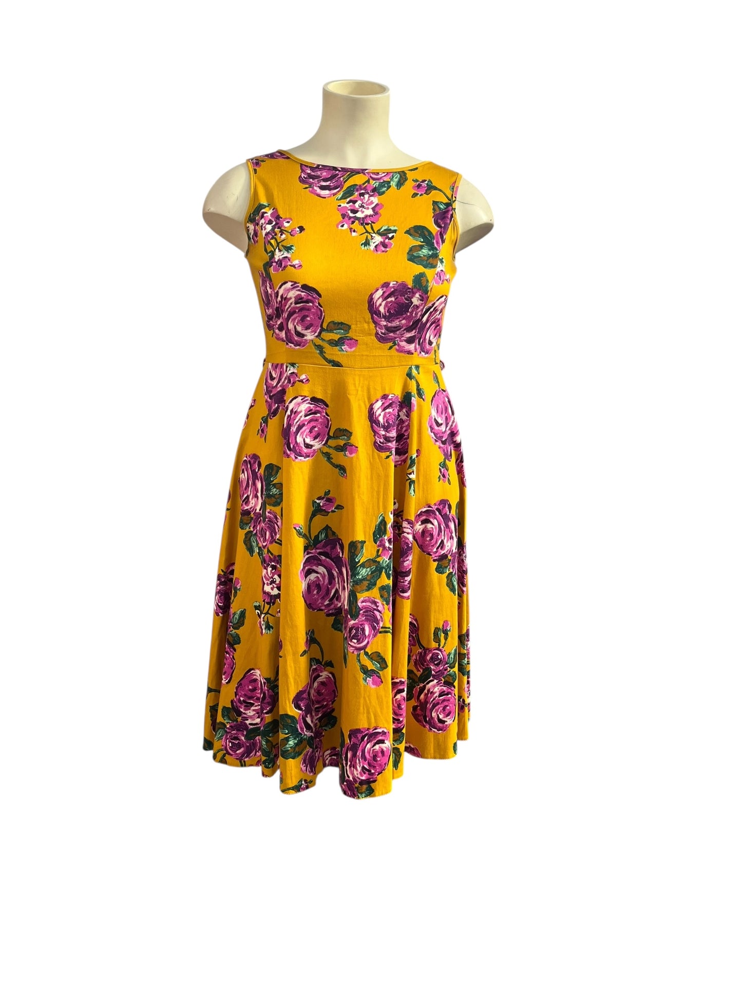 LADY VINTAGE MUSTARD ROSE DRESS | XL
