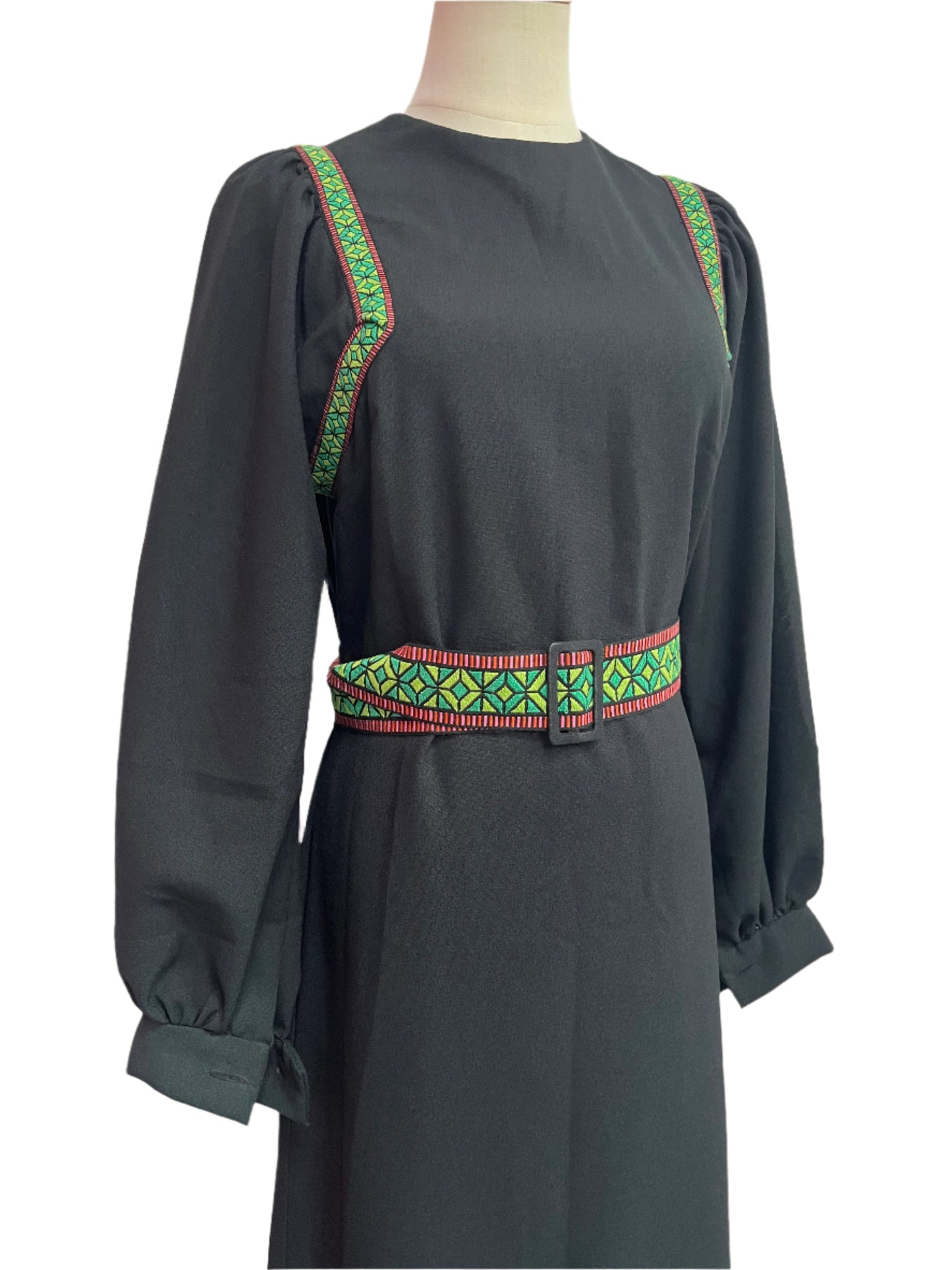BLACK 70S MAXI DRESS SZ 12/14