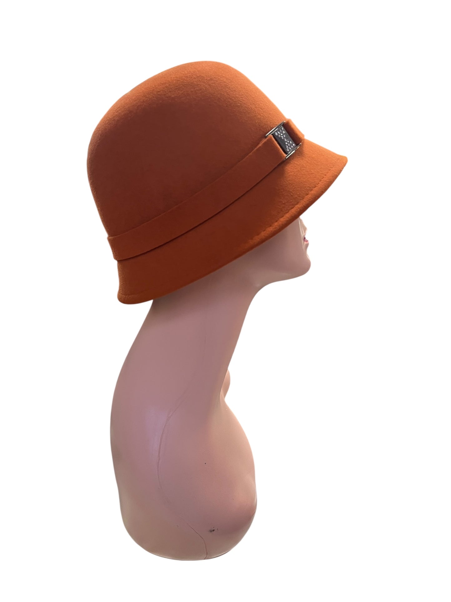 RUST ORANGE CLOCHE HAT