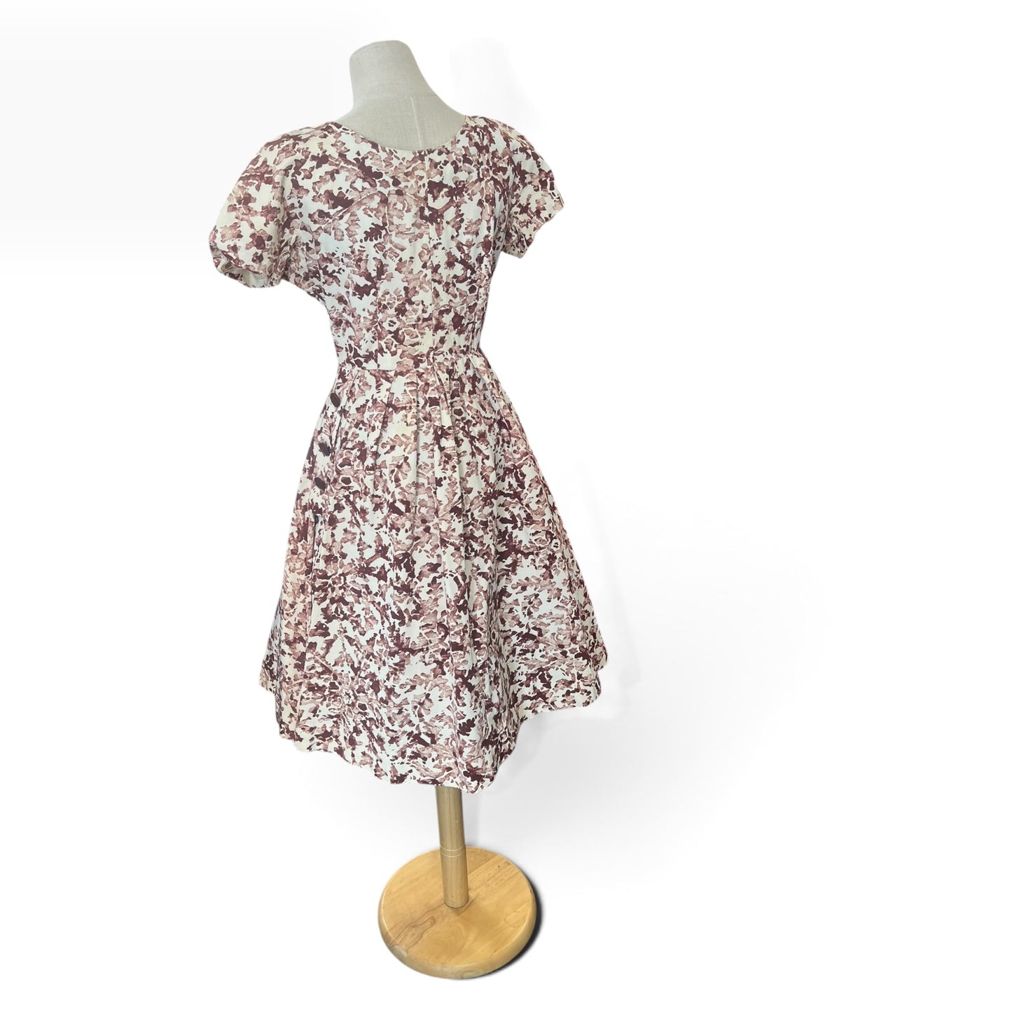 BROWN & CREAM 1950s DRESS | 6-8