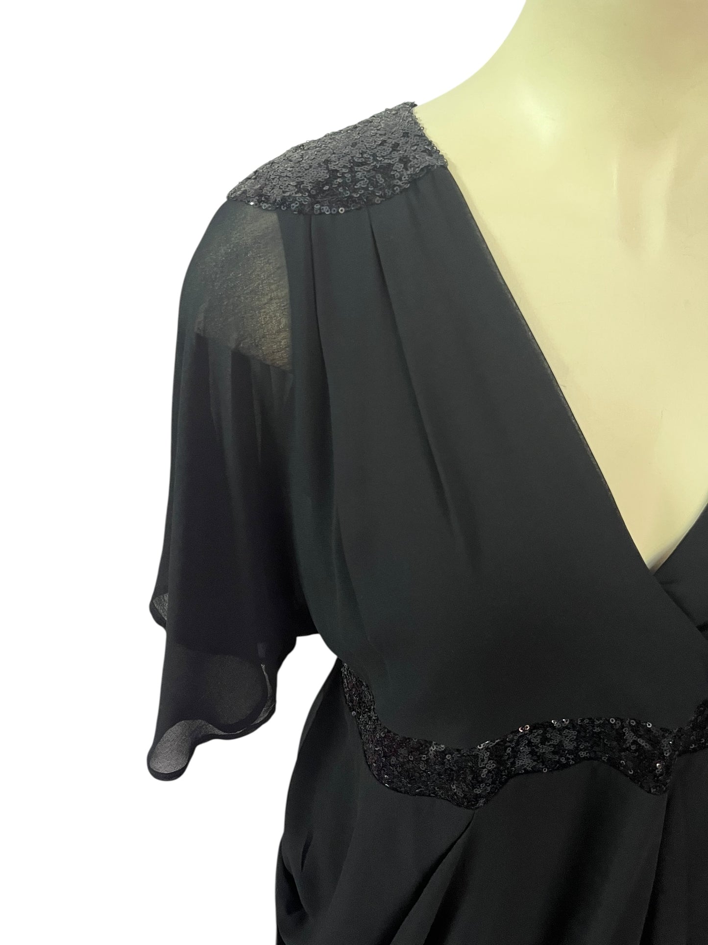CITY CHIC BLACK SEQUIN DRESS SZ S 14/16