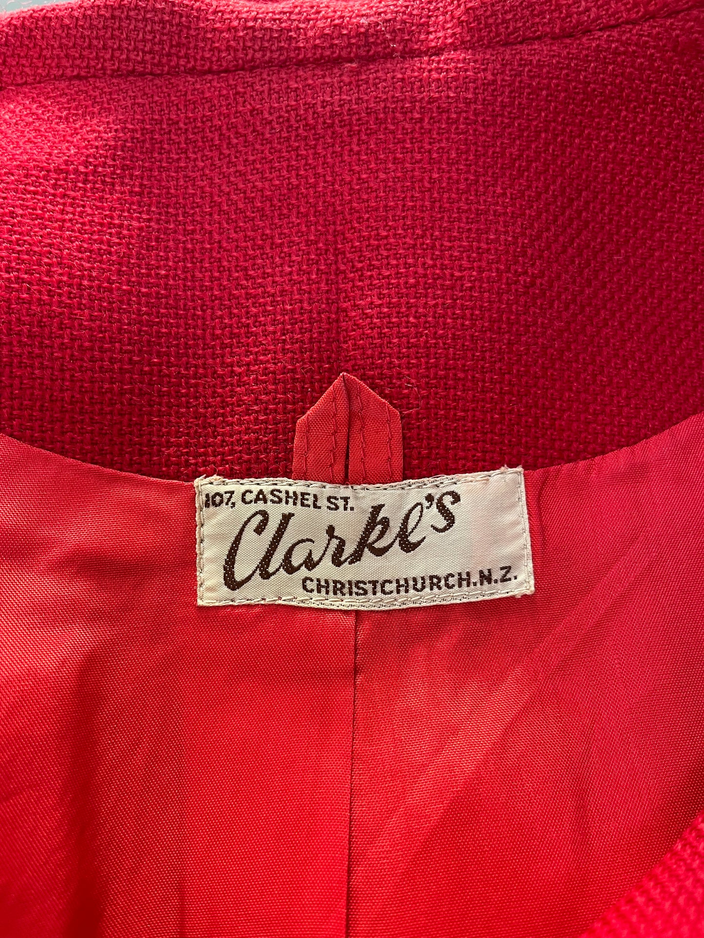 CLARKES (CHCH) RED WOOL 60s COAT SZ 12