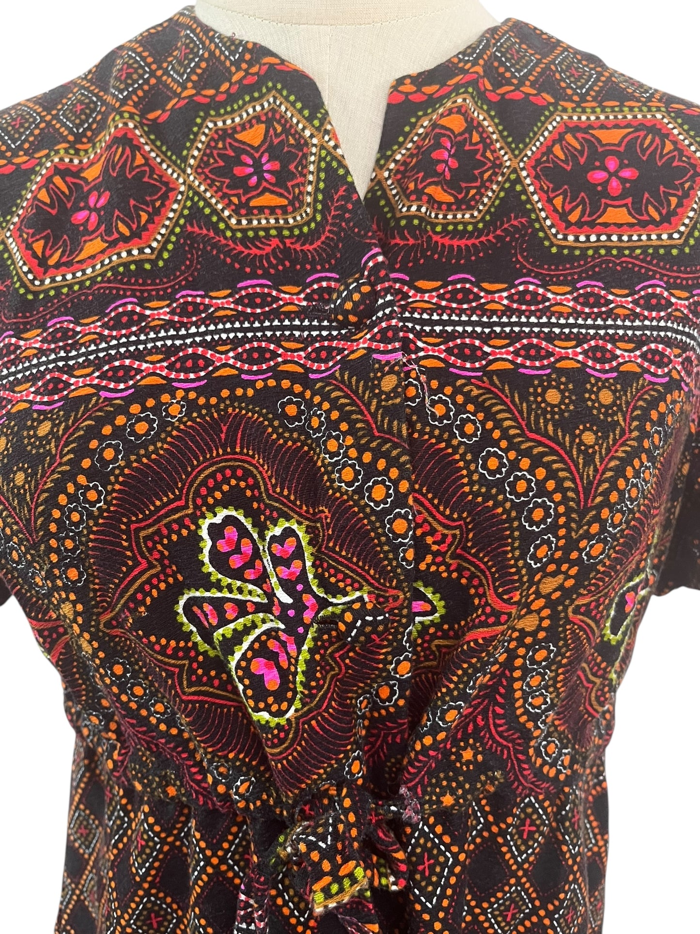 COTTON PAISLEY 70S DRESS SZ 10