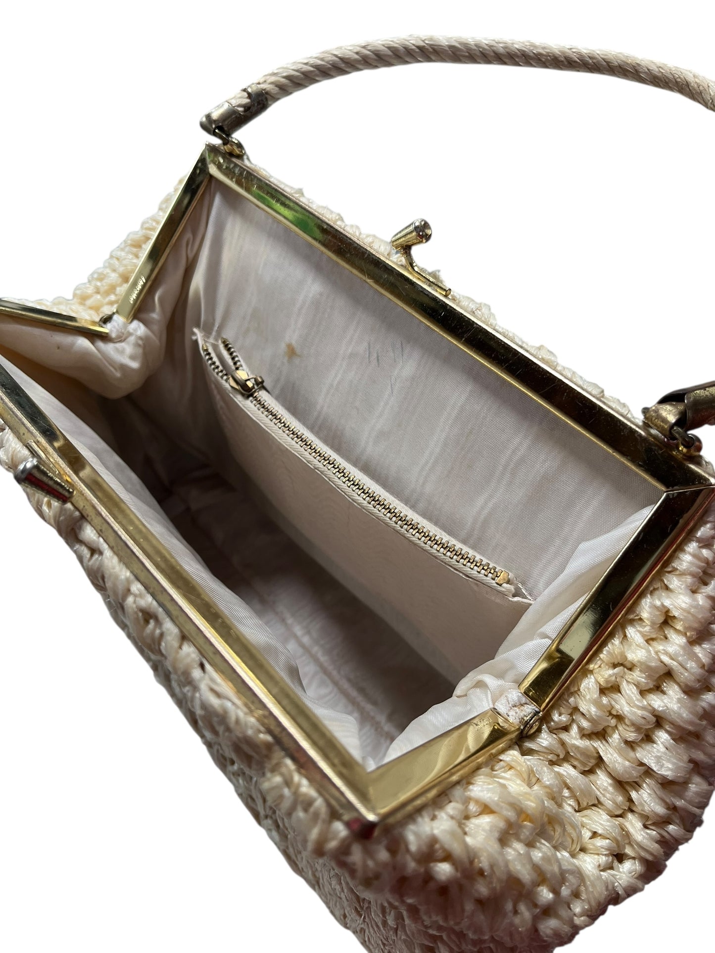 LARGE CREAM WOVEN HANDBAG