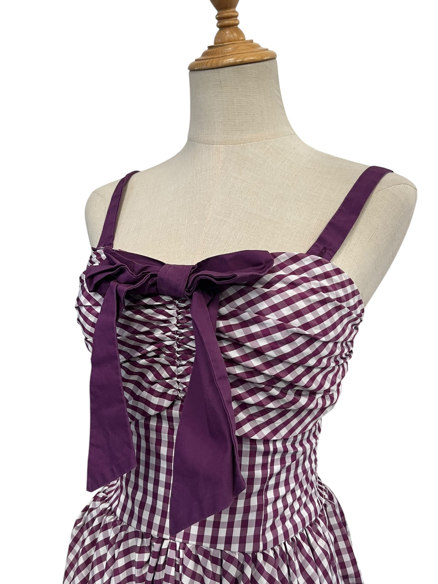 UNIQUE VINTAGE PURPLE GINGHAM DRESS | 4/6