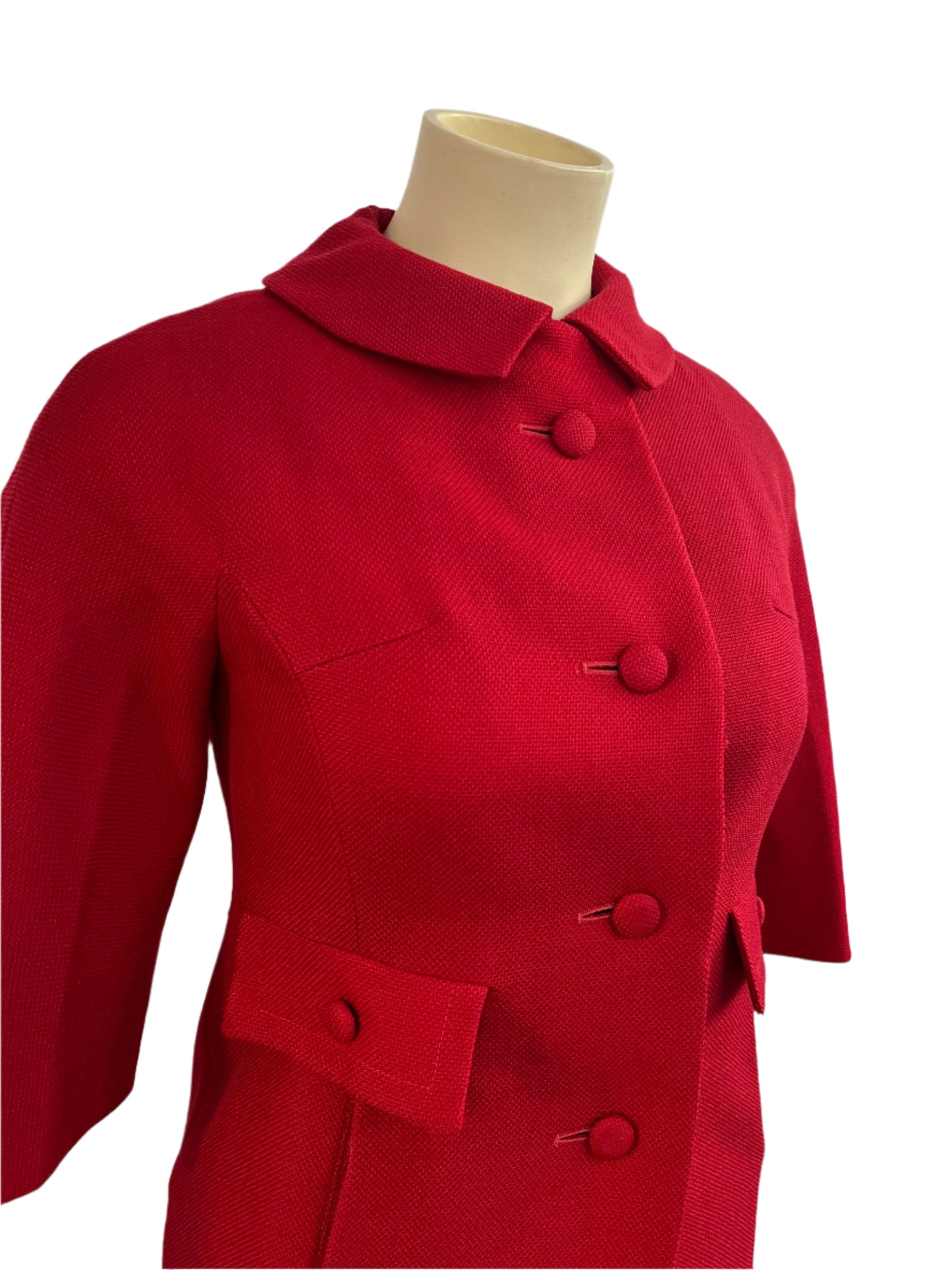 CLARKES (CHCH) RED WOOL 60s COAT SZ 12