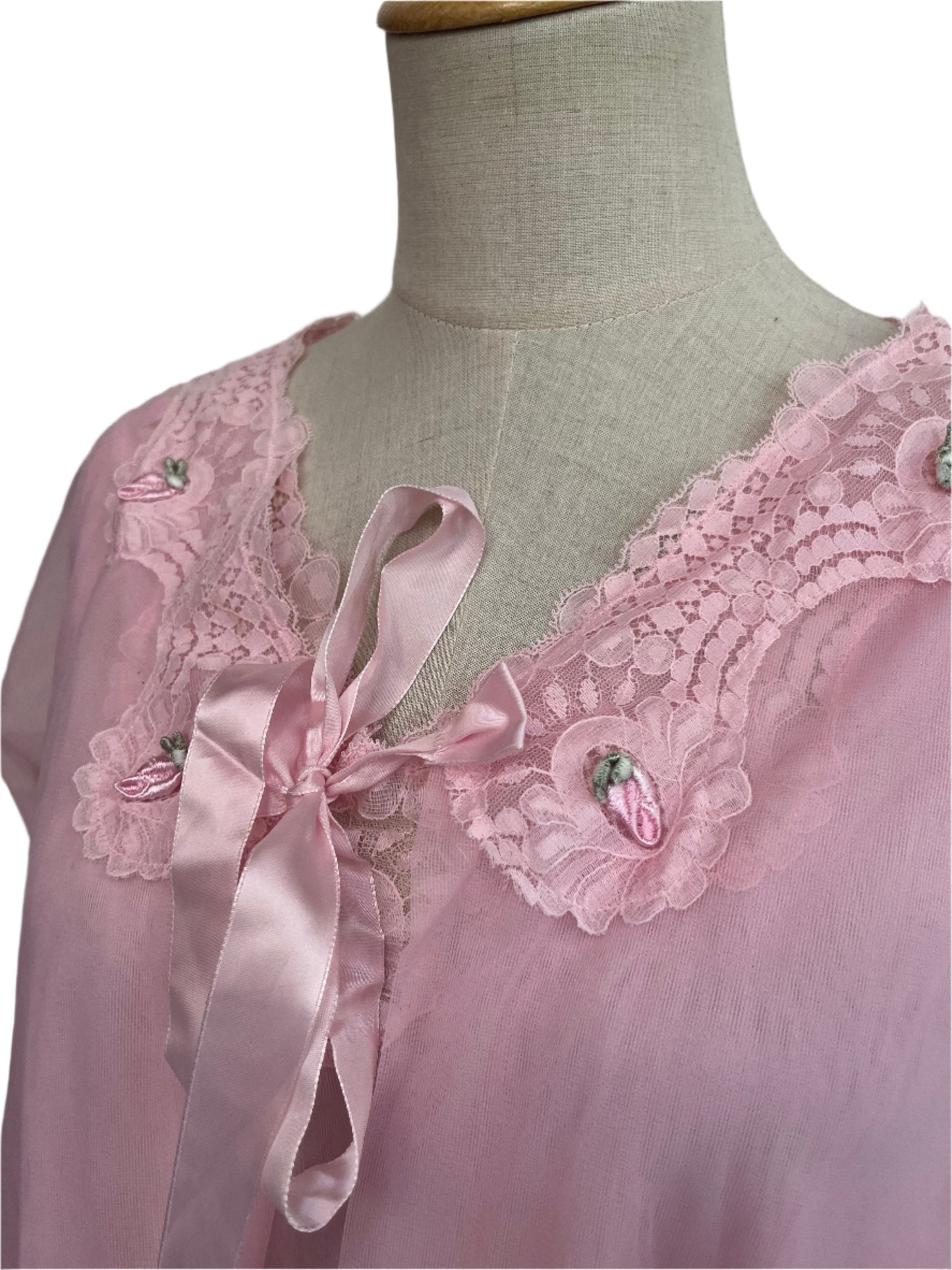 PINK NYLON NIGHTIE SET SZ 14