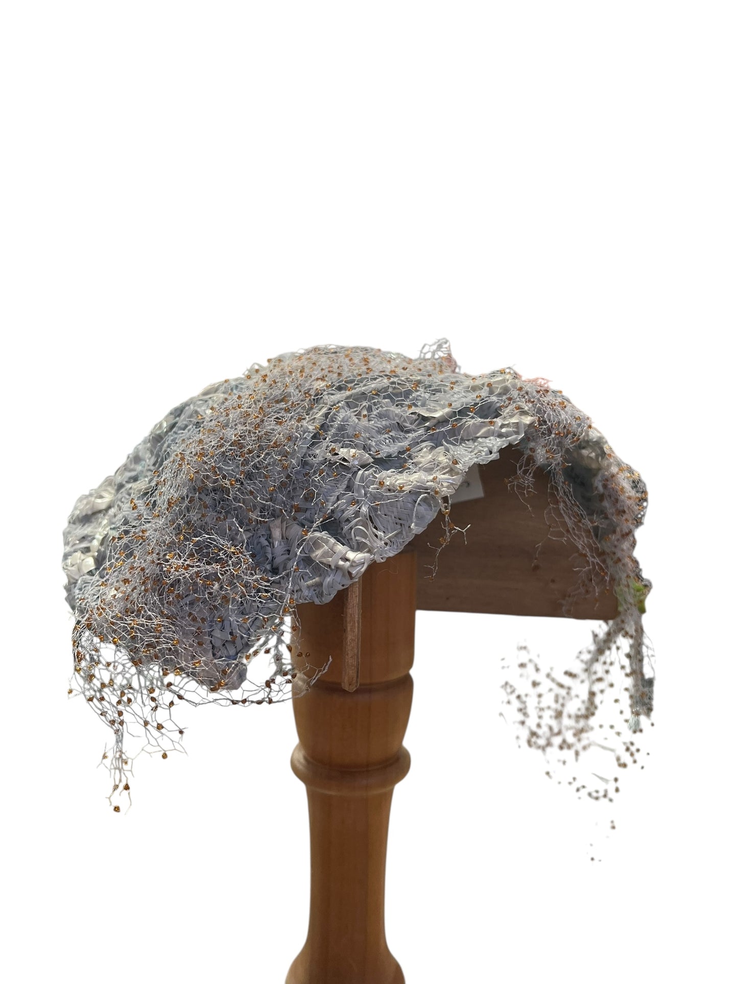 BLUE RAFFIA HEADPIECE