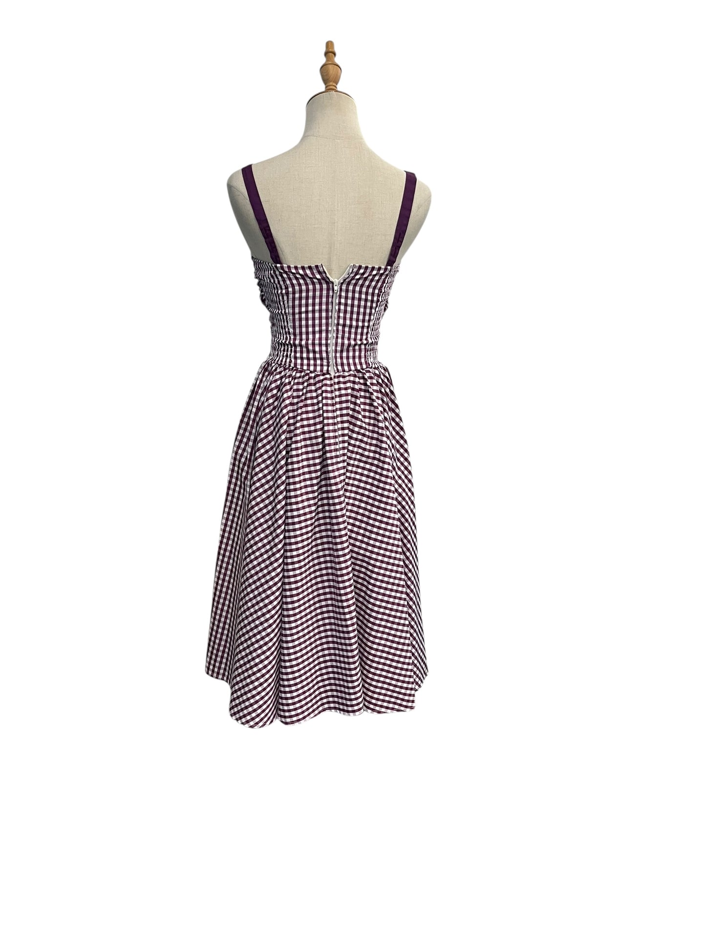 UNIQUE VINTAGE PURPLE GINGHAM DRESS | 4/6