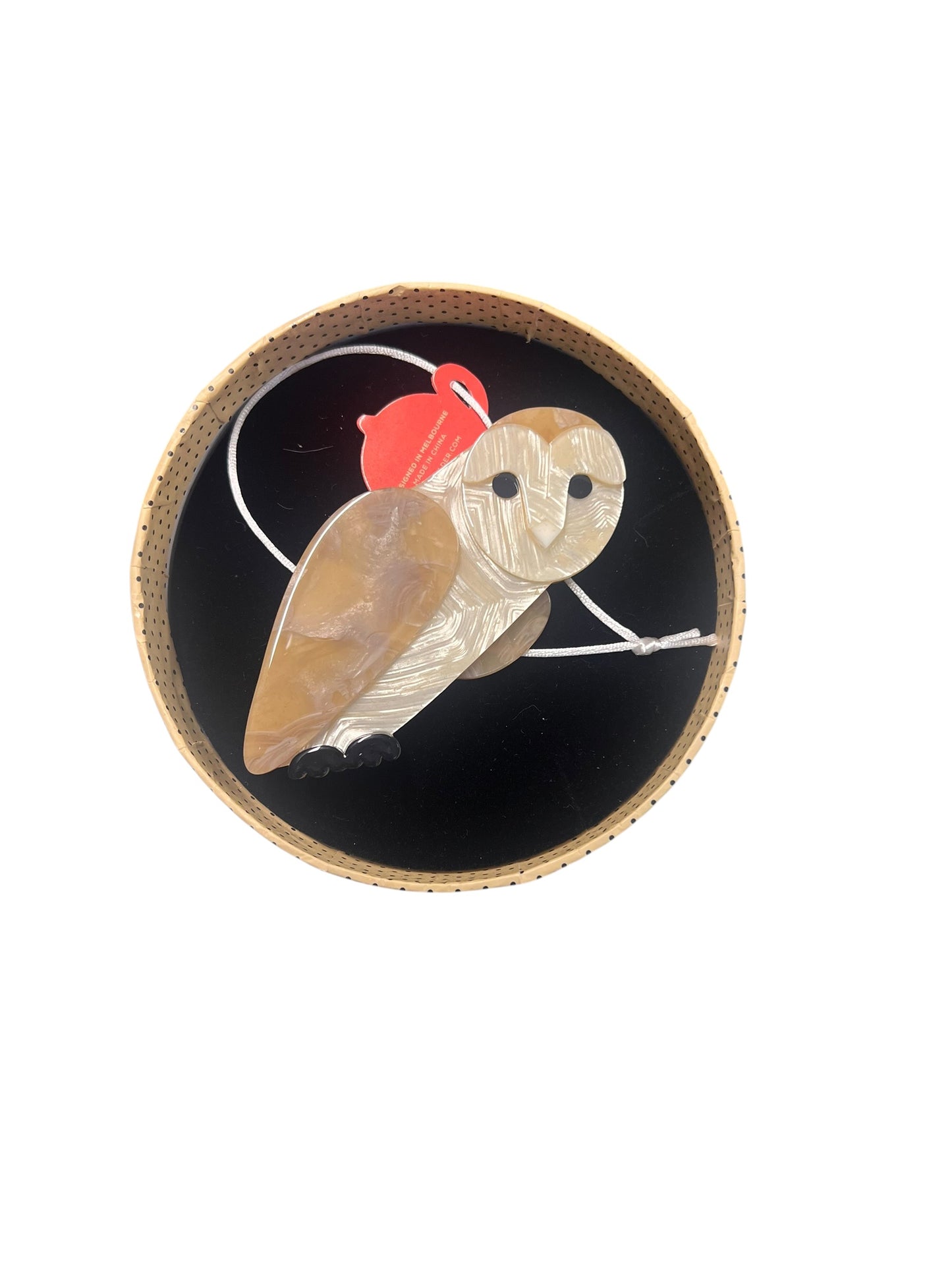 ERSTWILDER - MIAH MASKED OWL BROOCH (CREAM) LARGE