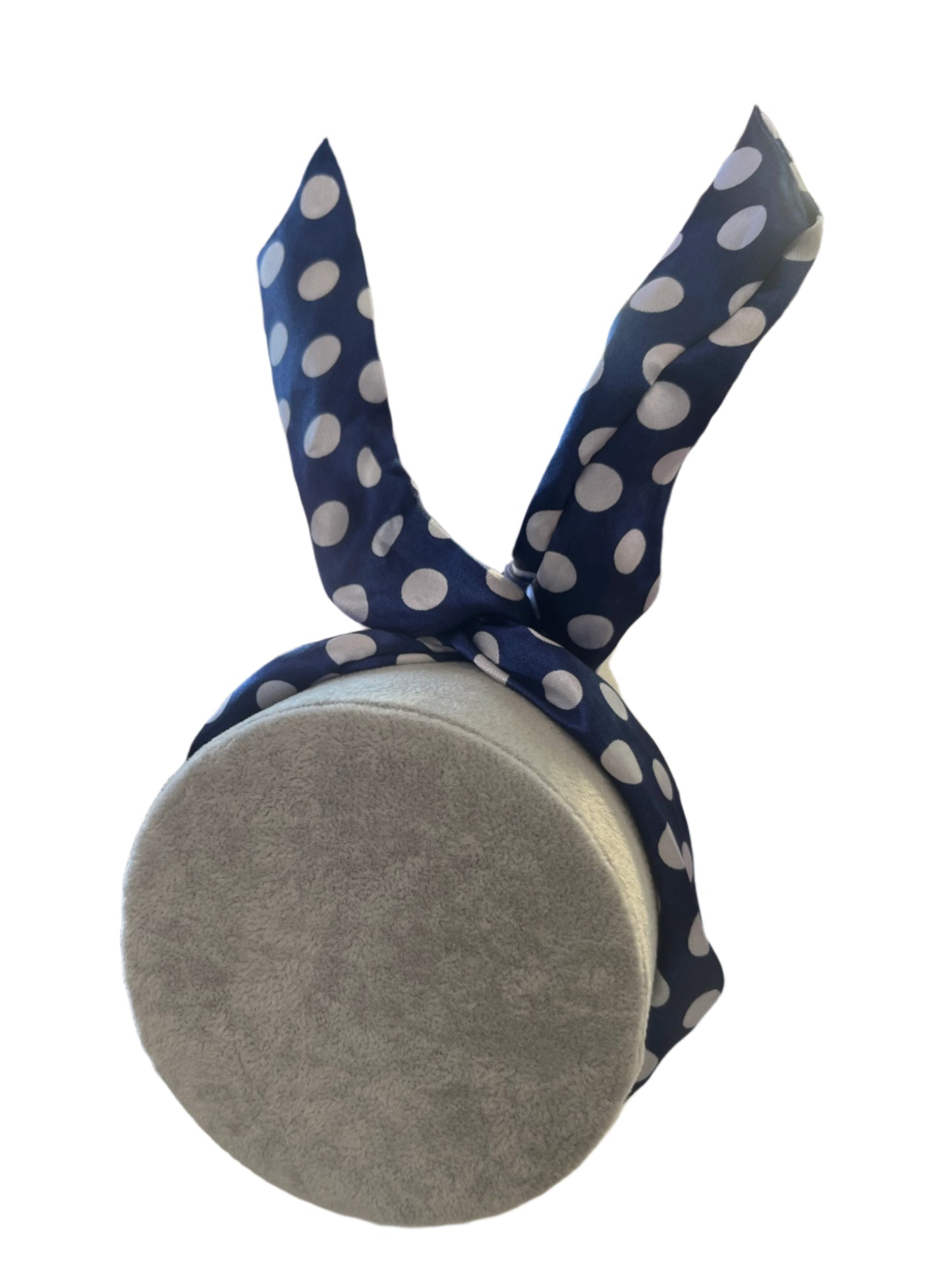 SATIN NAVY POLKADOT WIRE HAIR BAND
