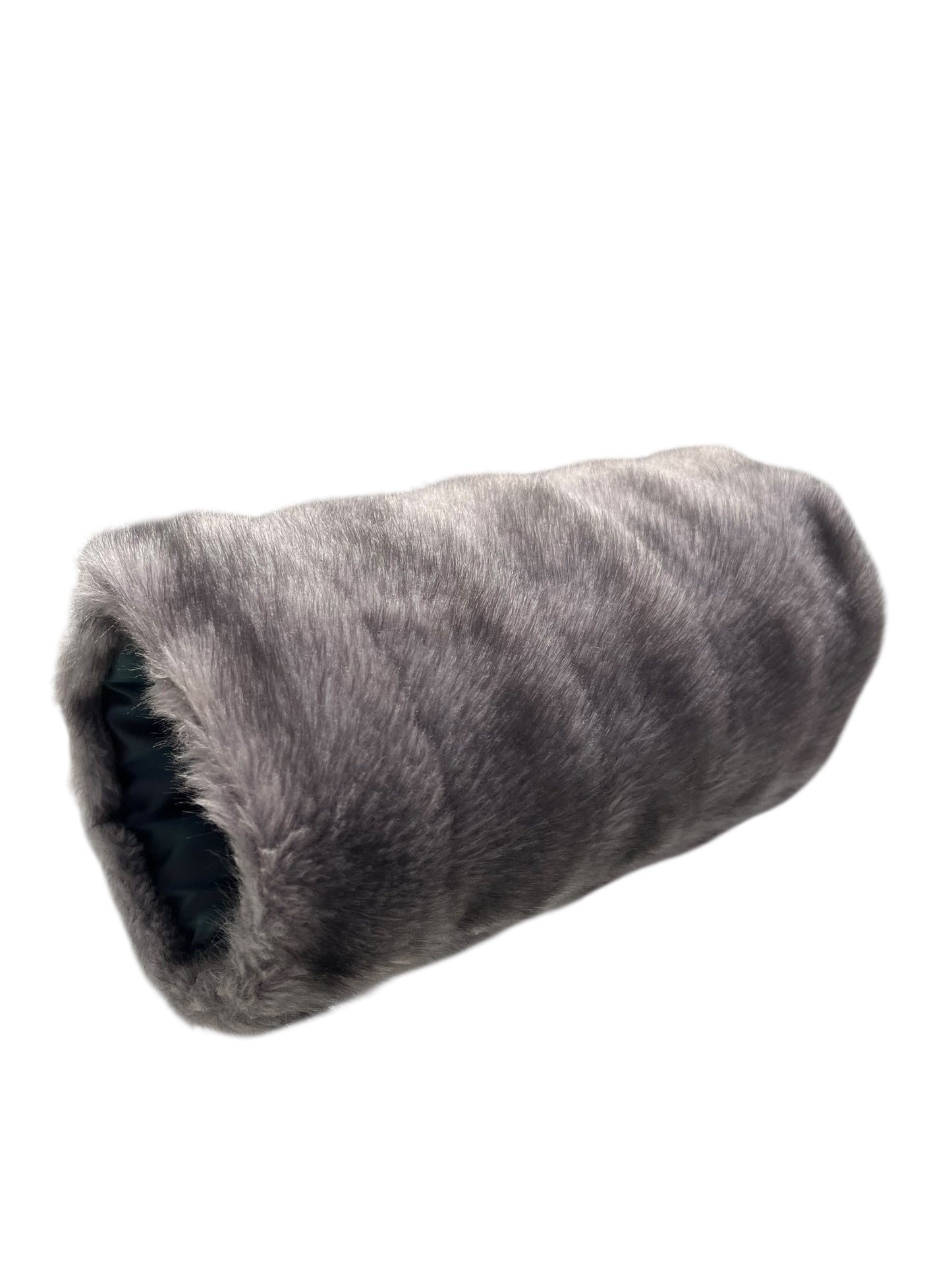 FAUX GREY FUR MUFF