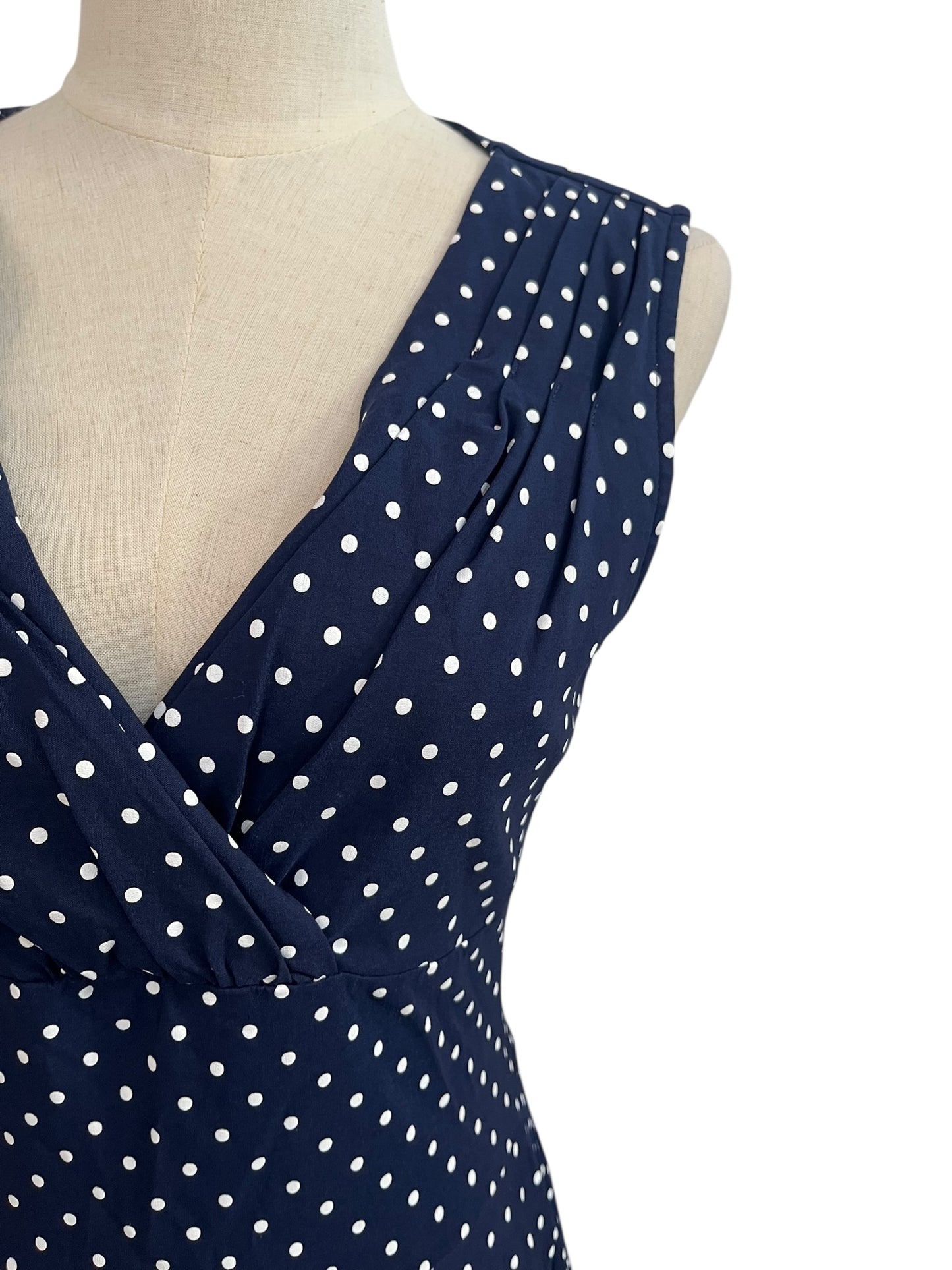 UNIQUE VINTAGE NAVY POLKADOT DRESS | 6-8