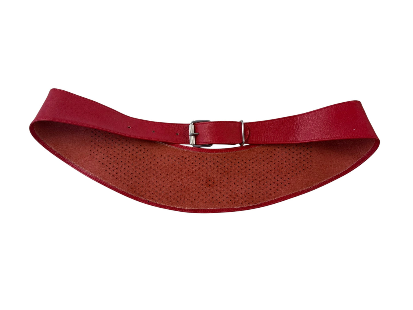 RED PUNCTURED LEATHER BELT | S