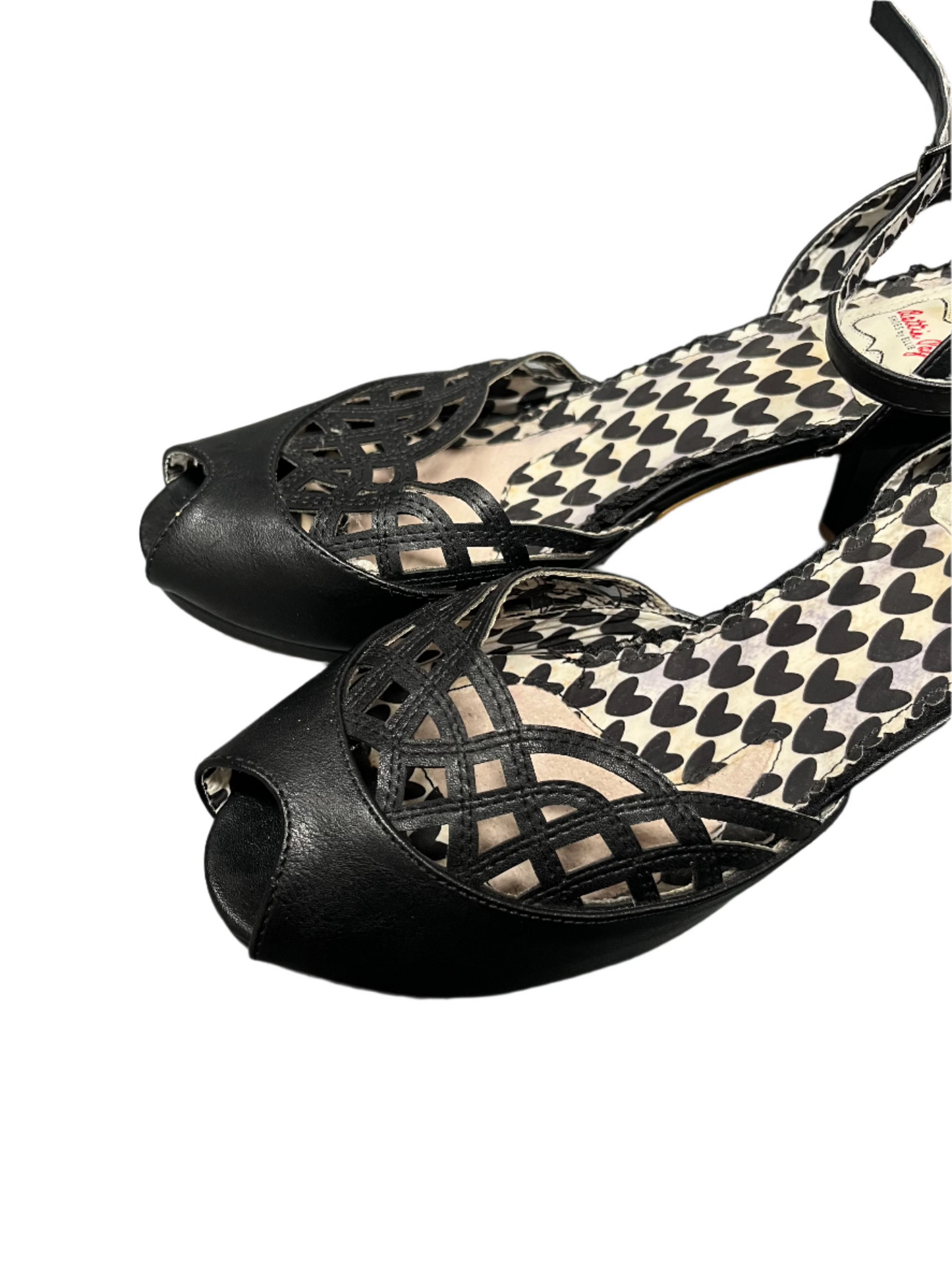 BETTIE PAGE - BLACK STRAPPY HEELS sz 10